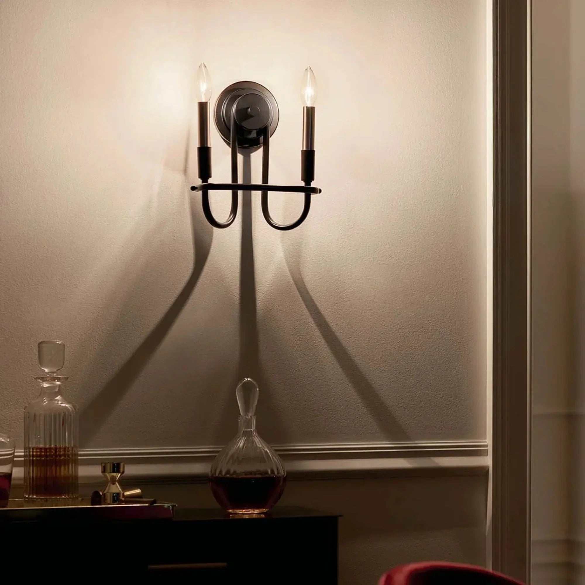 Kichler Capitol Hill 10.75 in. 2-Light Wall Sconce, Black