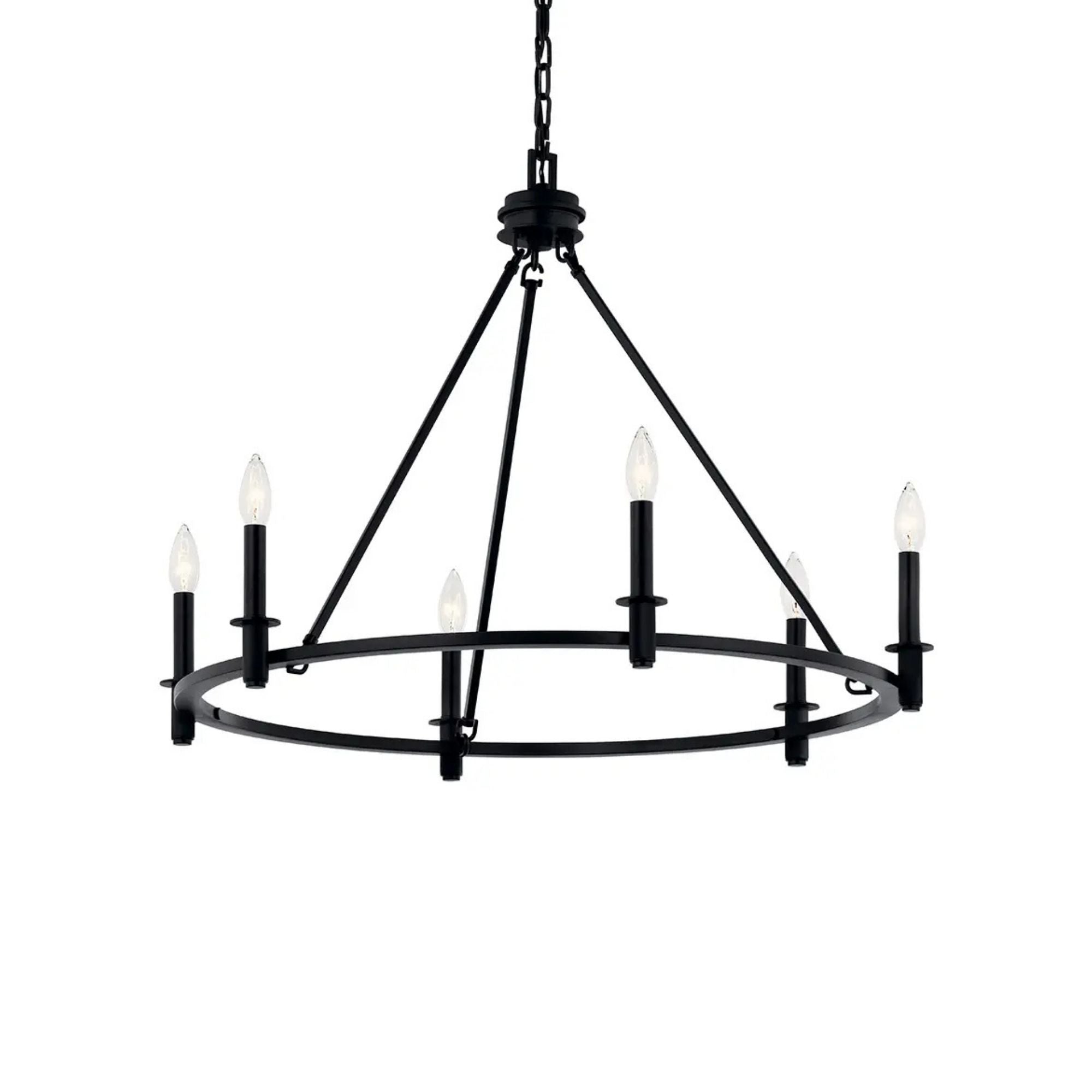 Carrick 32" 6-Light Chandelier, Black Finish