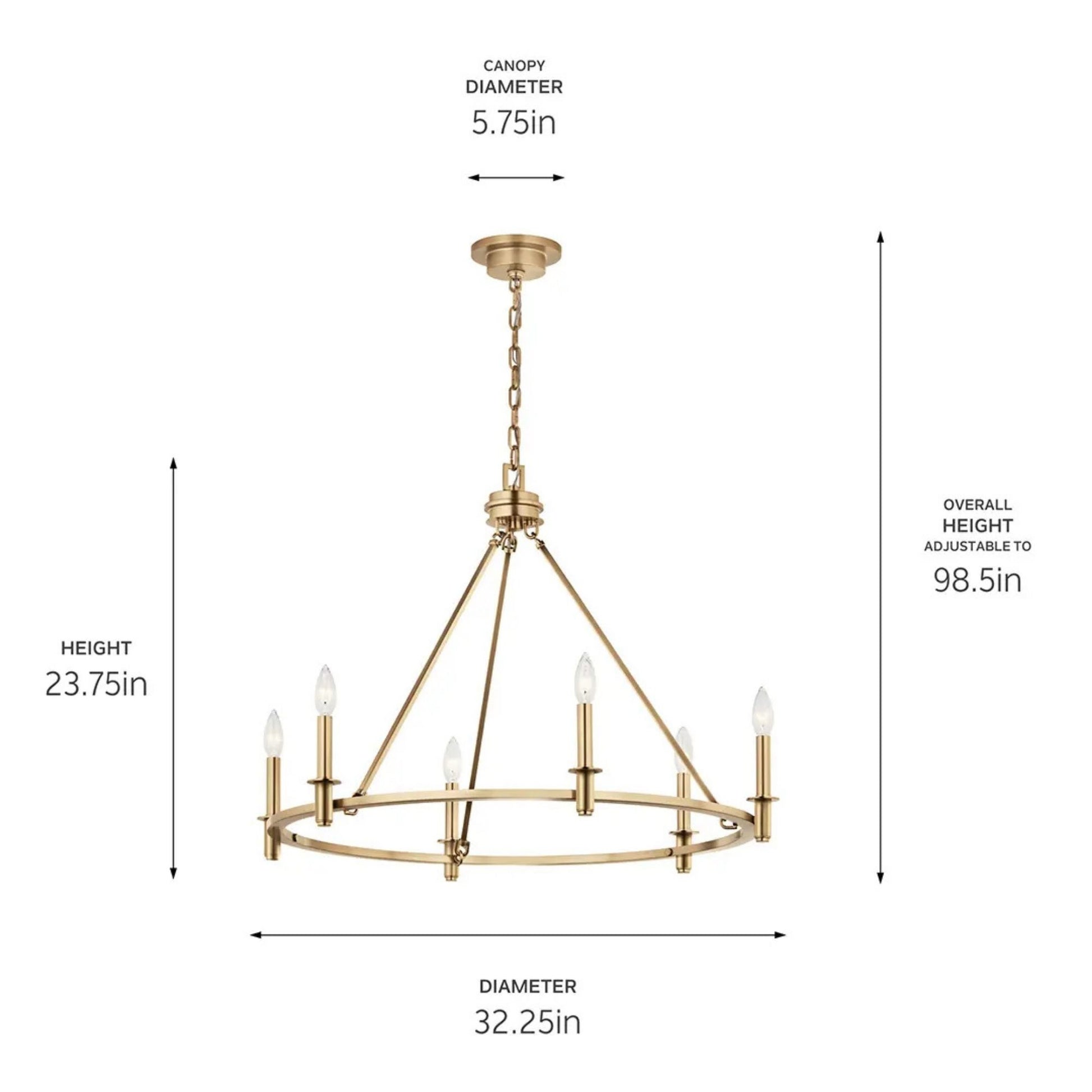 Carrick 32" 6-Light Chandelier, Champagne Bronze Finish - Bees Lighting