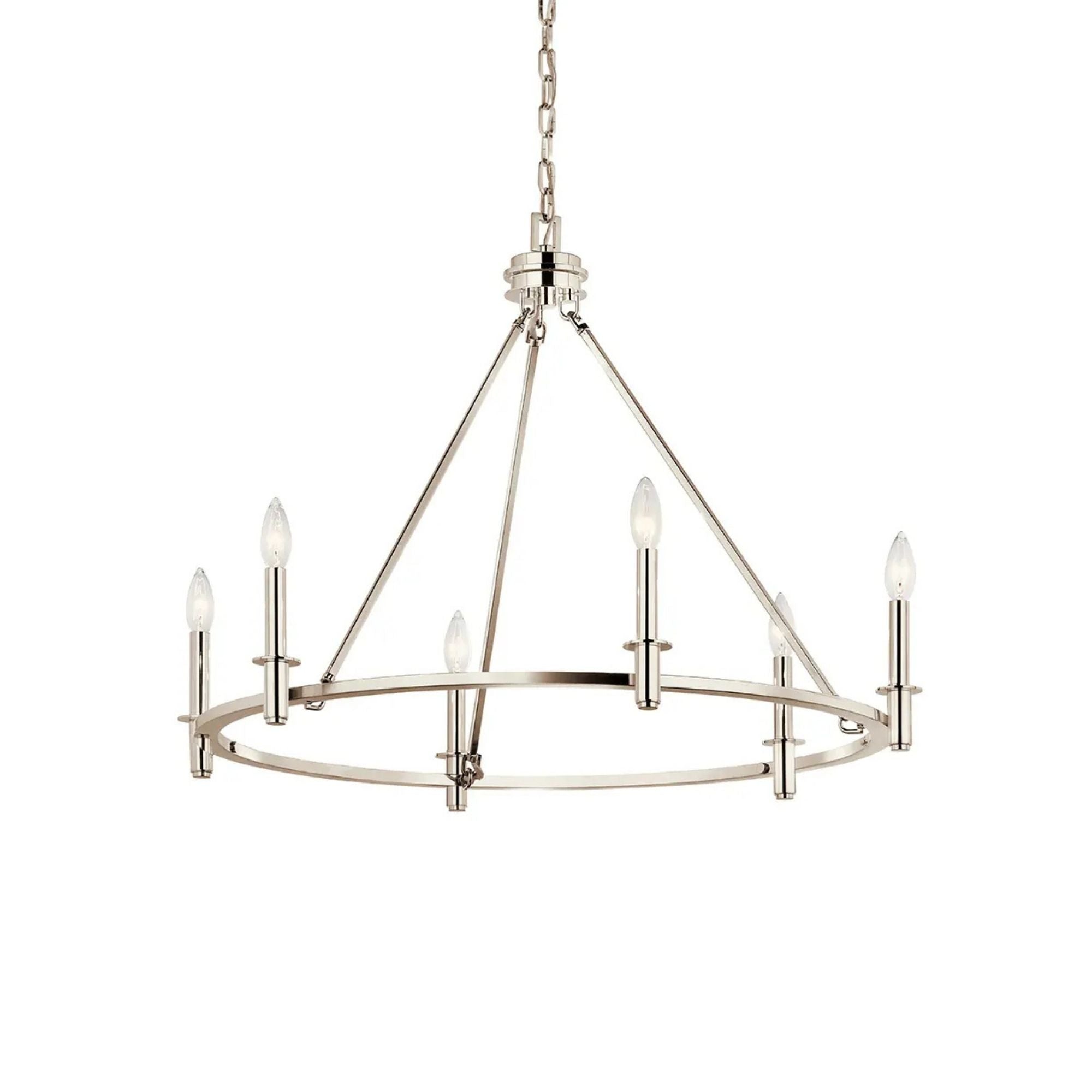 Carrick 32" 6-Light Chandelier, Polished Nickel Finish