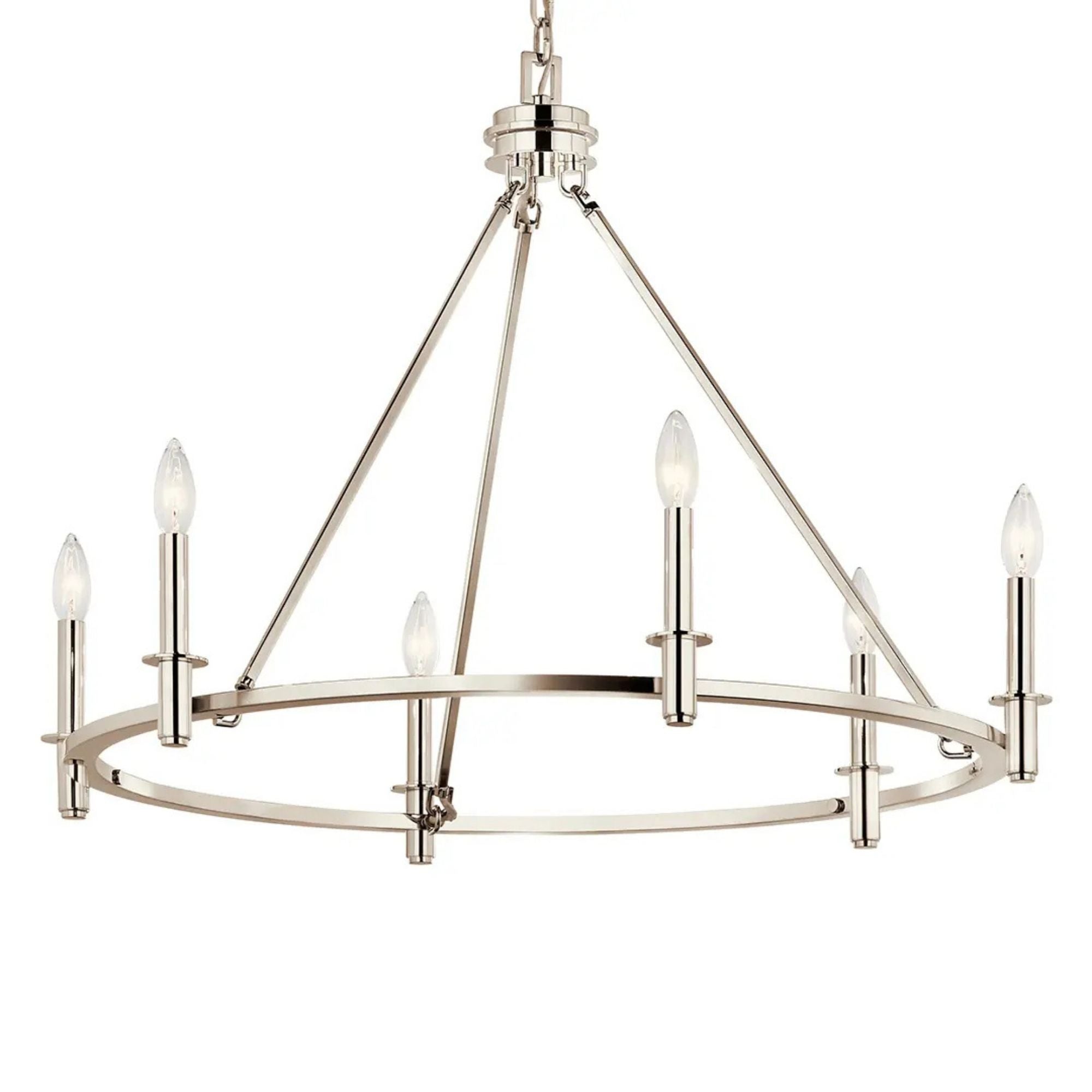 Carrick 32" 6-Light Chandelier, Polished Nickel Finish