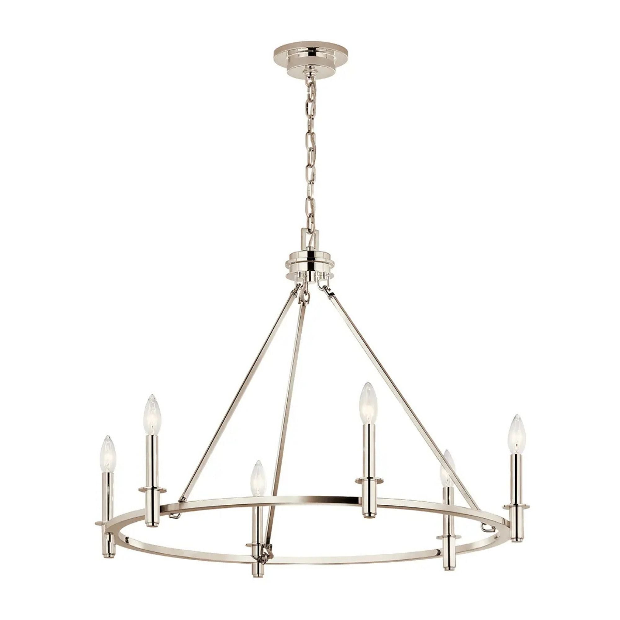 Carrick 32" 6-Light Chandelier, Polished Nickel Finish