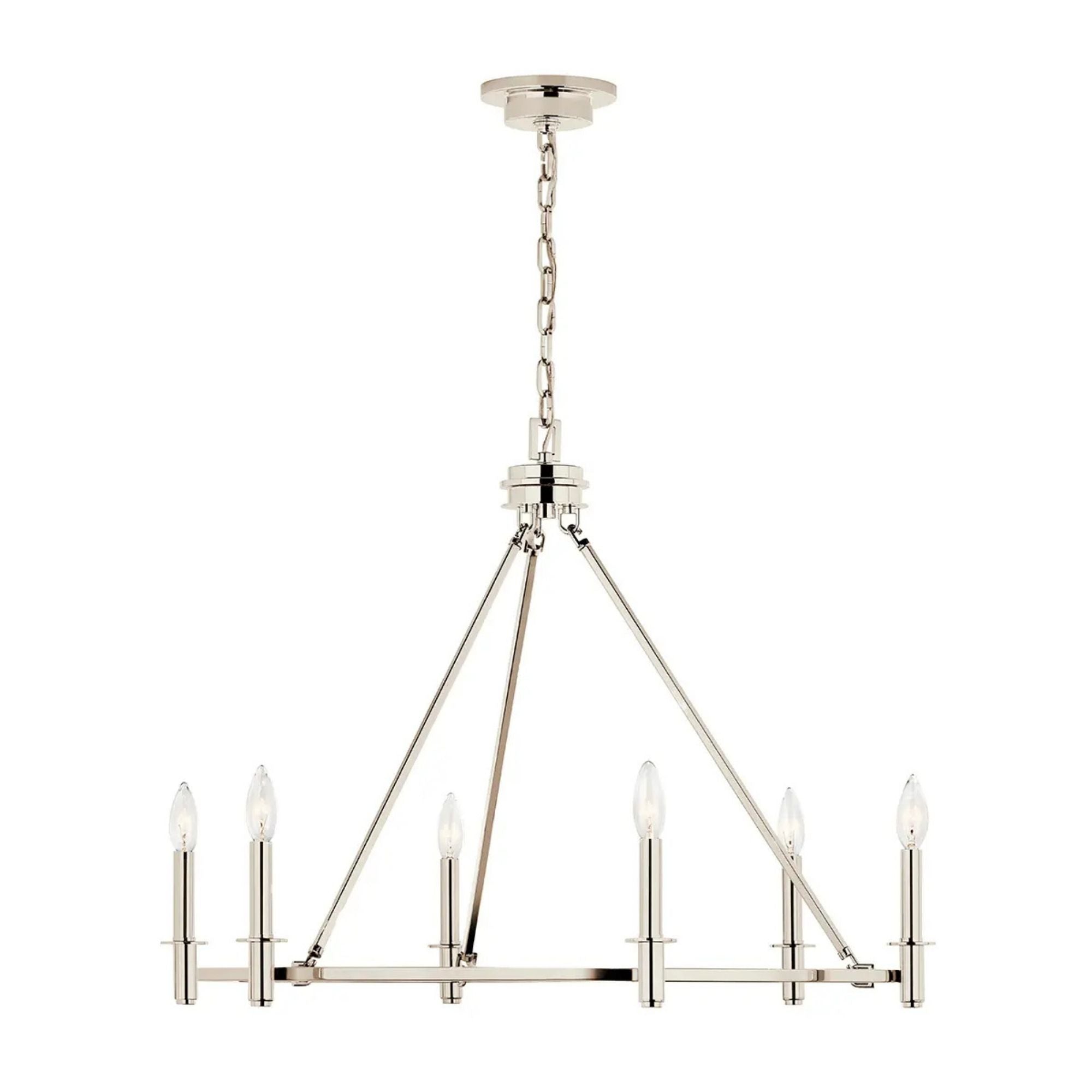 Carrick 32" 6-Light Chandelier, Polished Nickel Finish