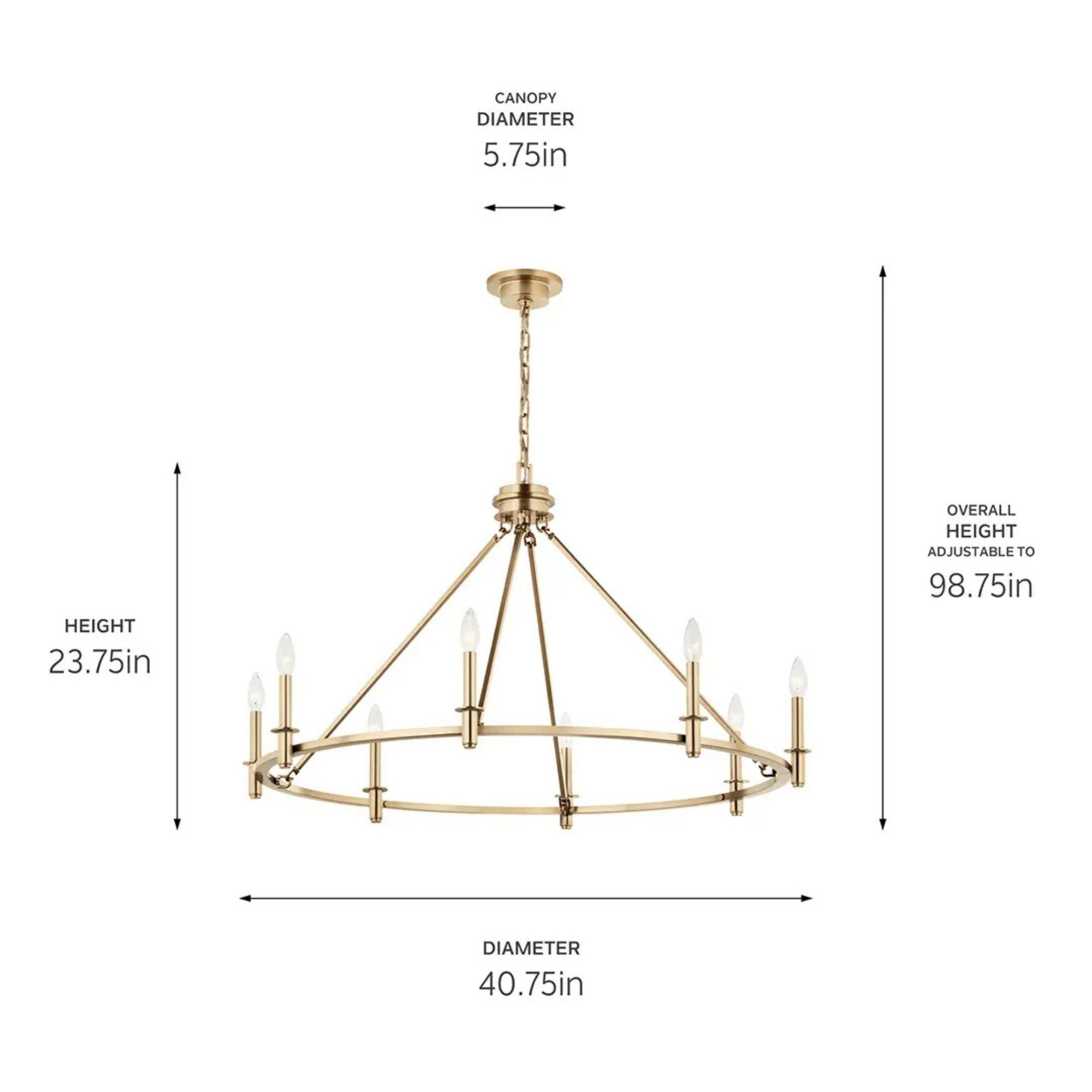 Carrick 41" 8-Light Chandelier, Champagne Bronze Finish