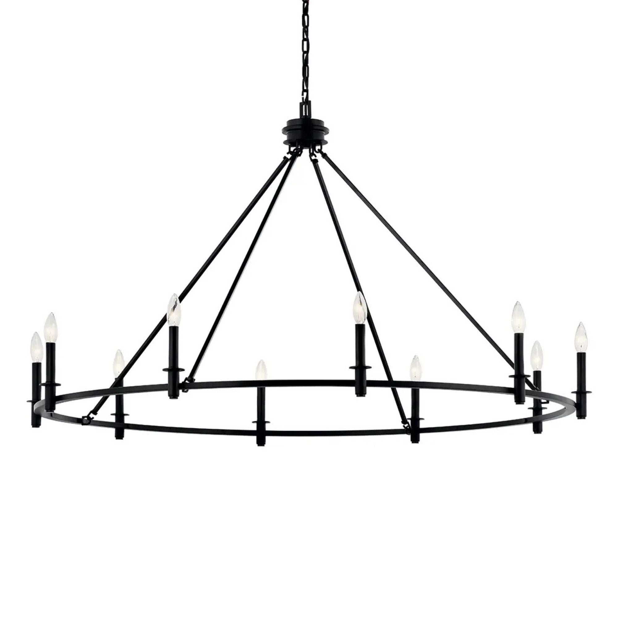 Carrick 54" 10-Light Chandelier, Black Finish