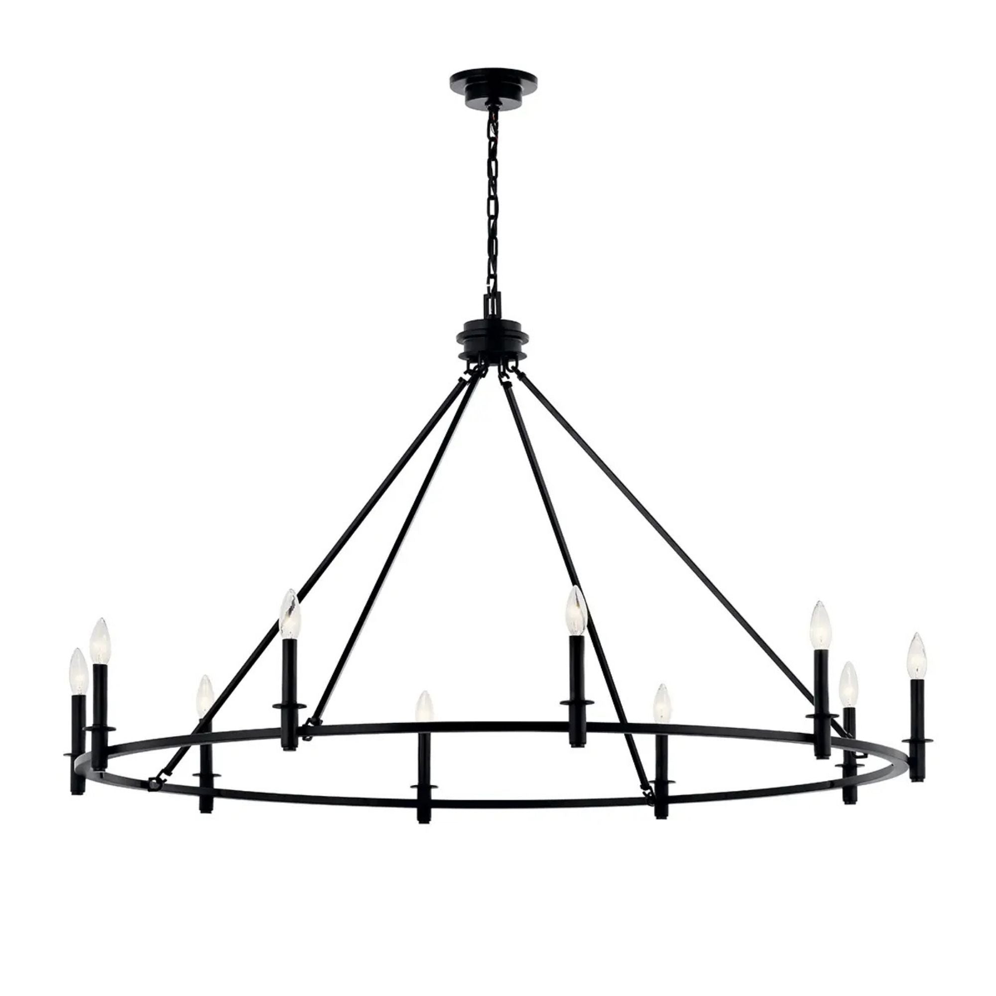 Carrick 54" 10-Light Chandelier, Black Finish