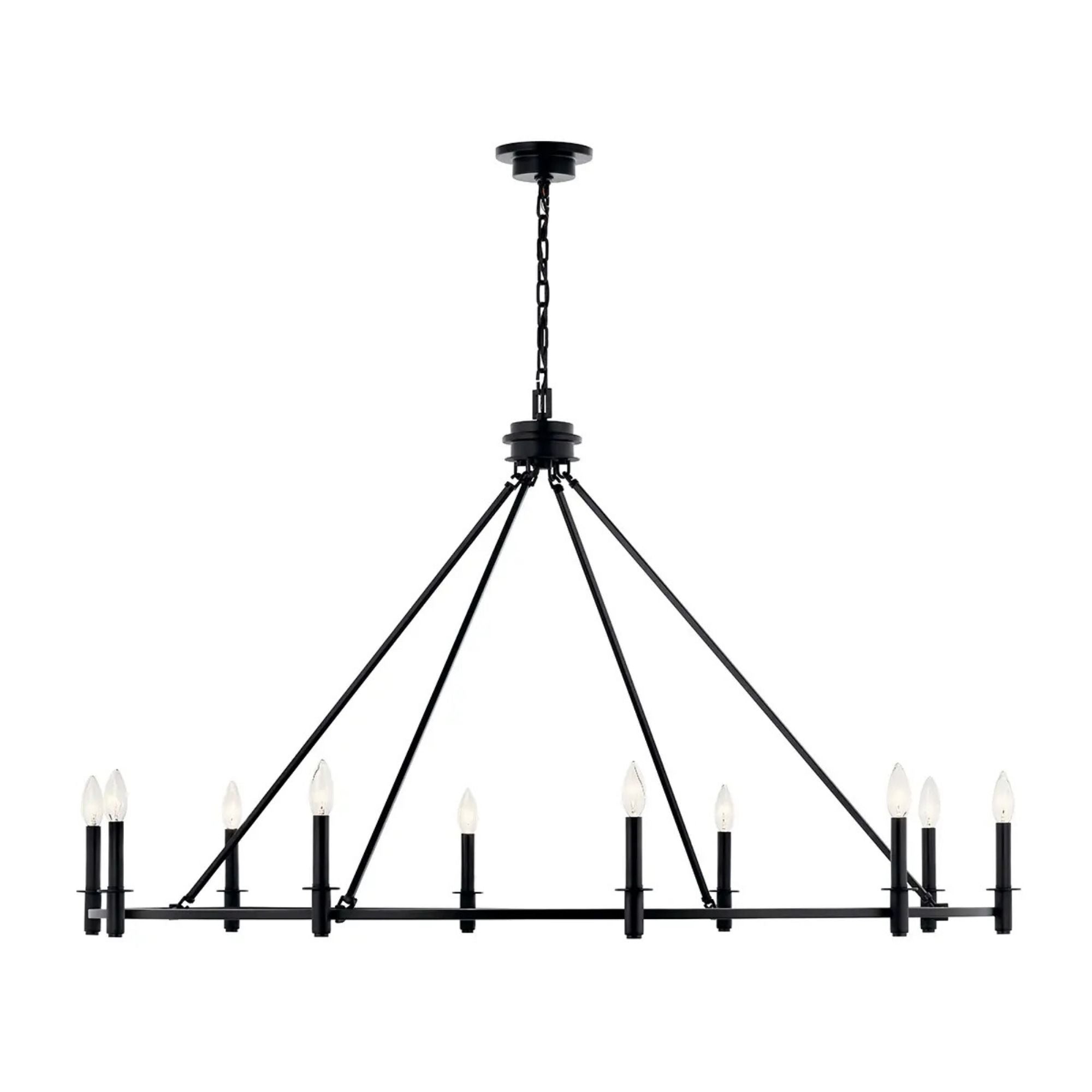 Carrick 54" 10-Light Chandelier, Black Finish