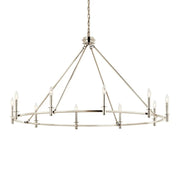 Carrick 54" 10-Light Chandelier, Polished Nickel Finish - Bees Lighting