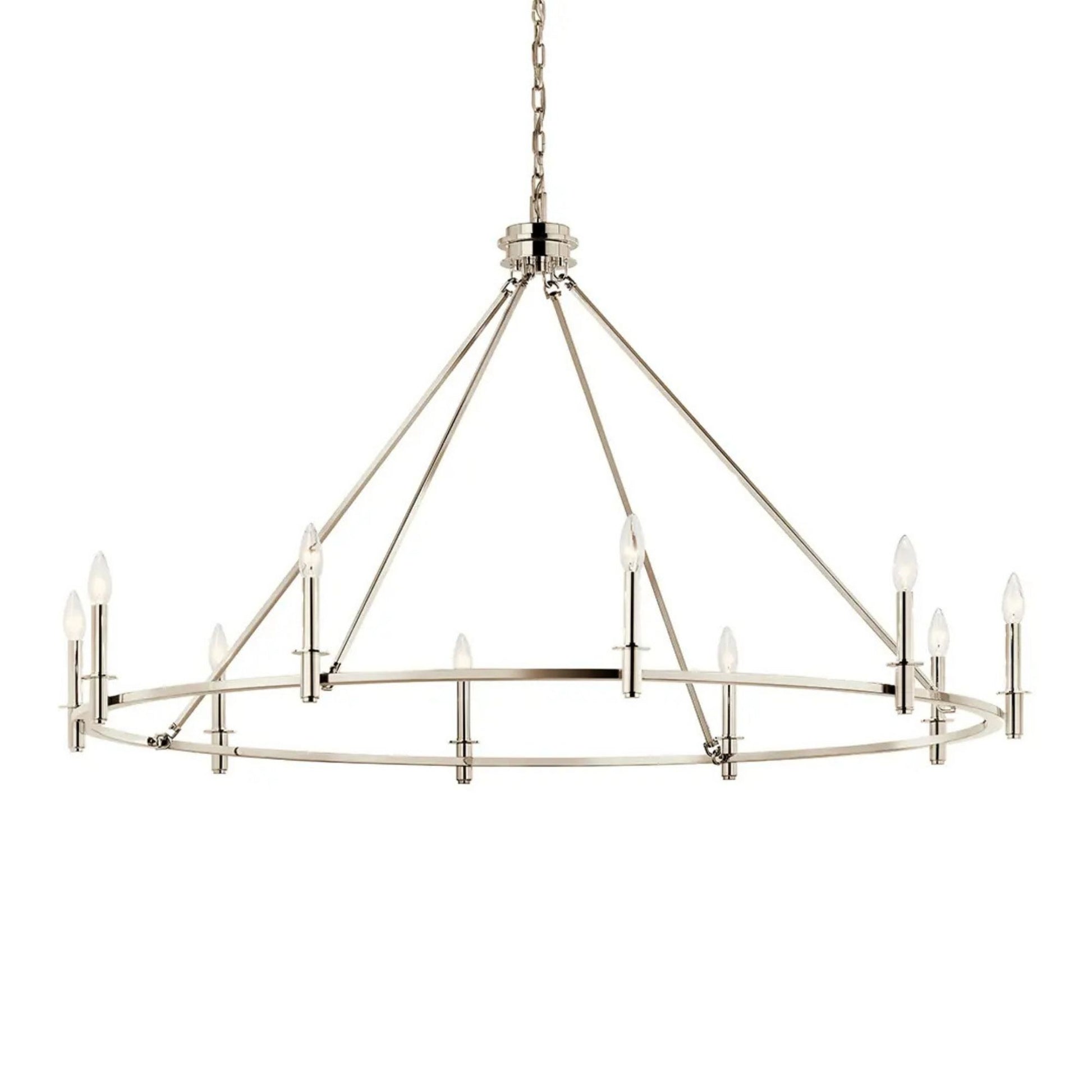 Carrick 54" 10-Light Chandelier, Polished Nickel Finish - Bees Lighting