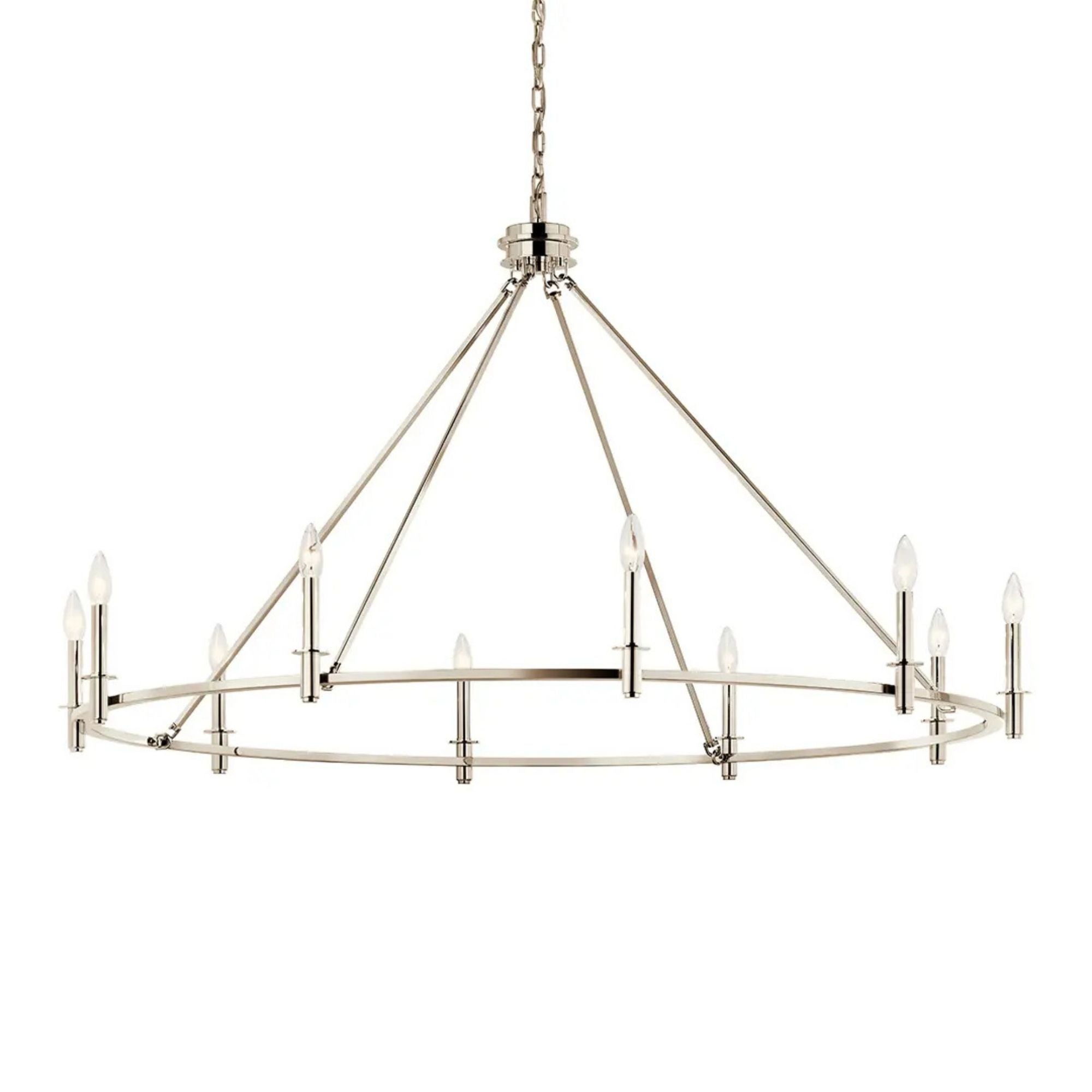 Carrick 54" 10-Light Chandelier, Polished Nickel Finish
