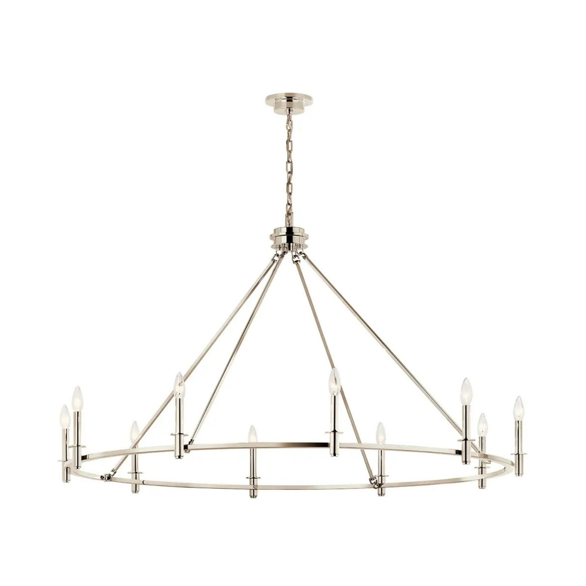 Carrick 54" 10-Light Chandelier, Polished Nickel Finish - Bees Lighting