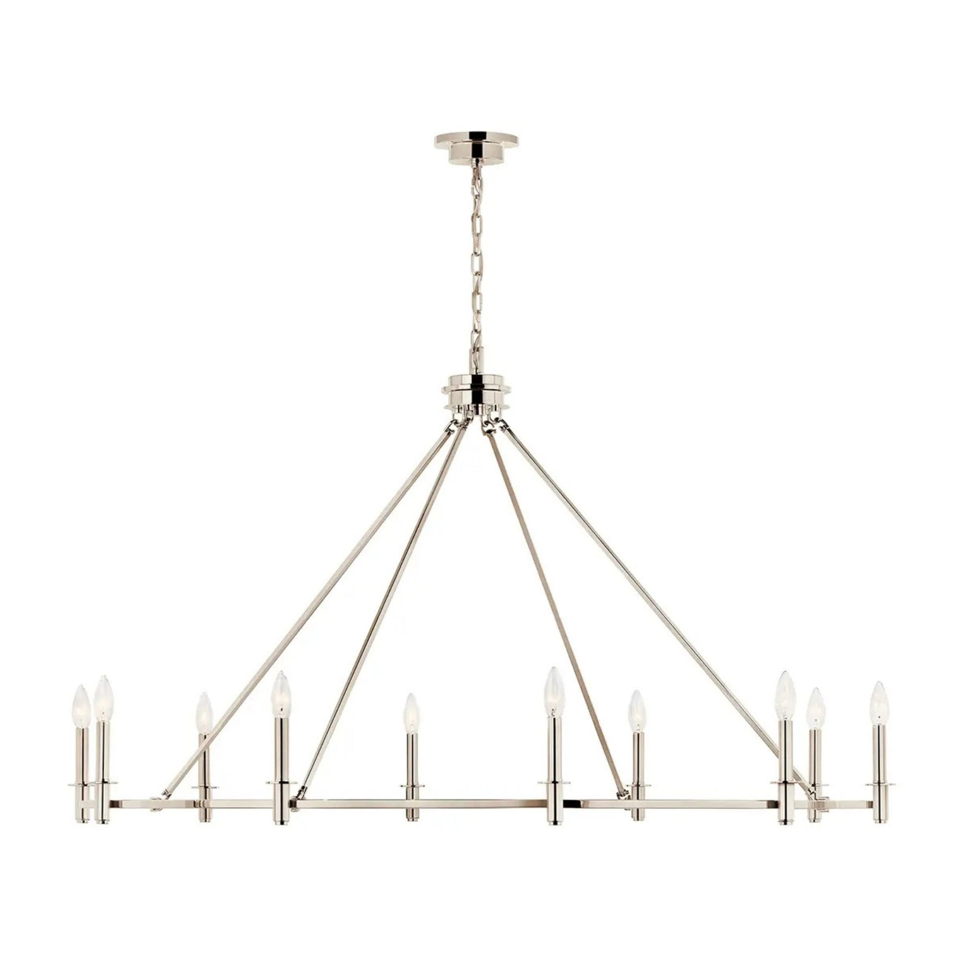 Carrick 54" 10-Light Chandelier, Polished Nickel Finish - Bees Lighting