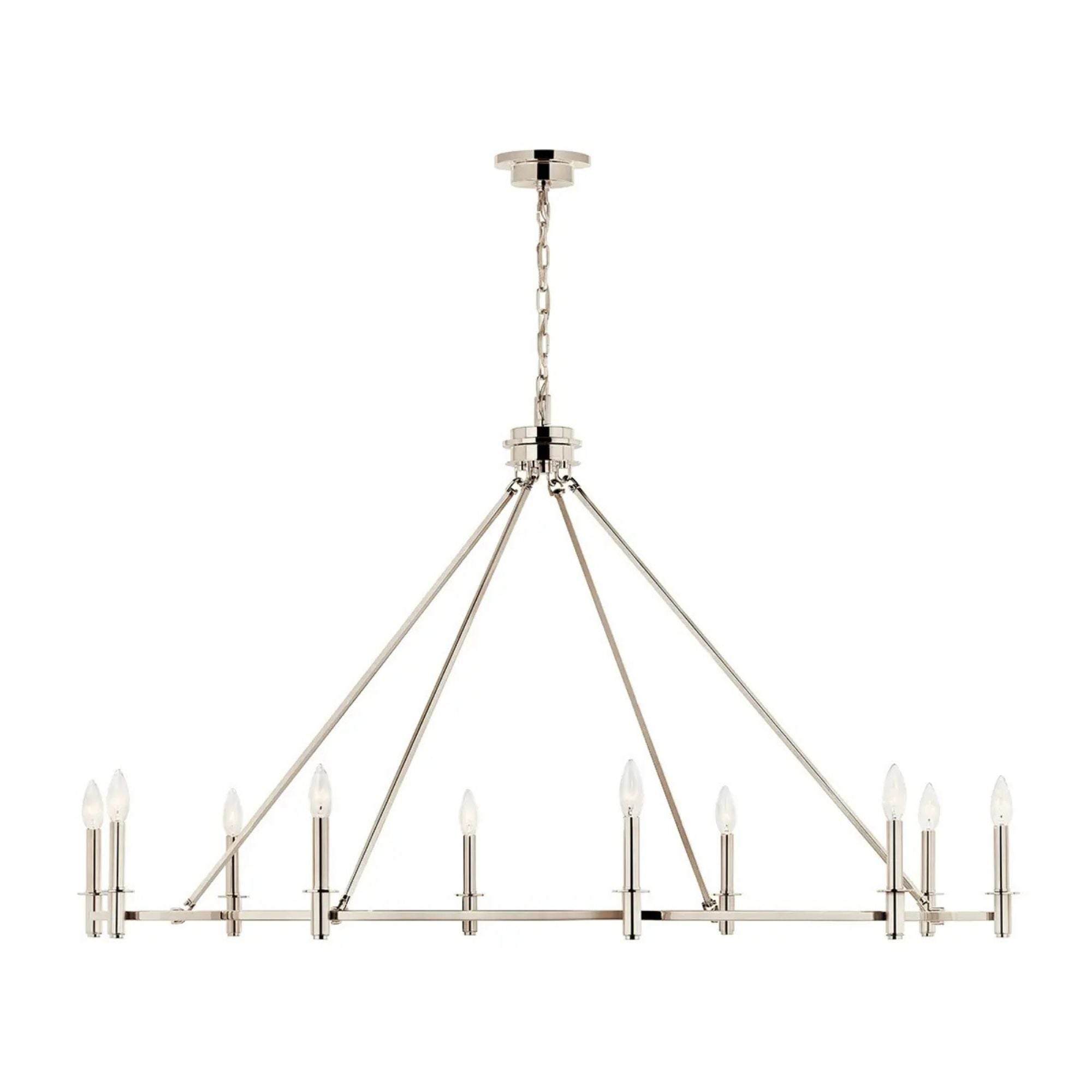 Carrick 54" 10-Light Chandelier, Polished Nickel Finish - Bees Lighting