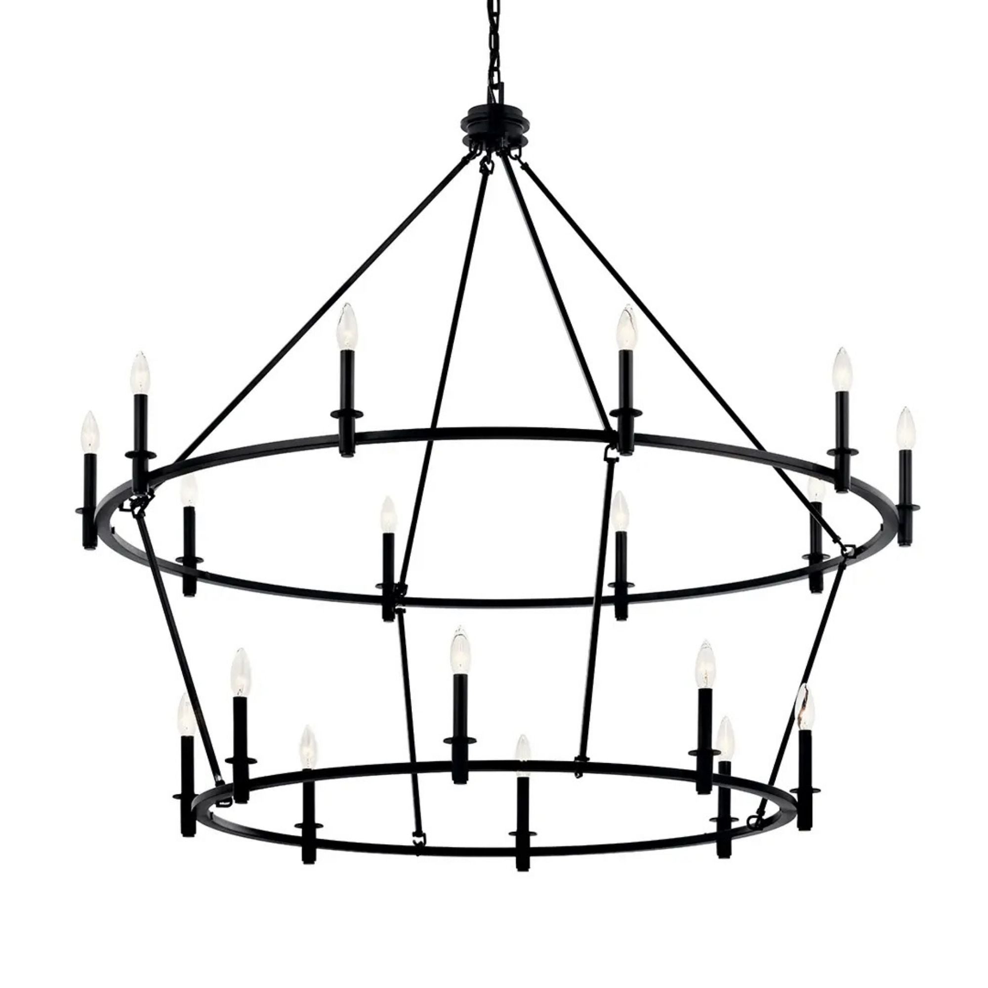 Carrick 54" 18-Light Chandelier, Black Finish