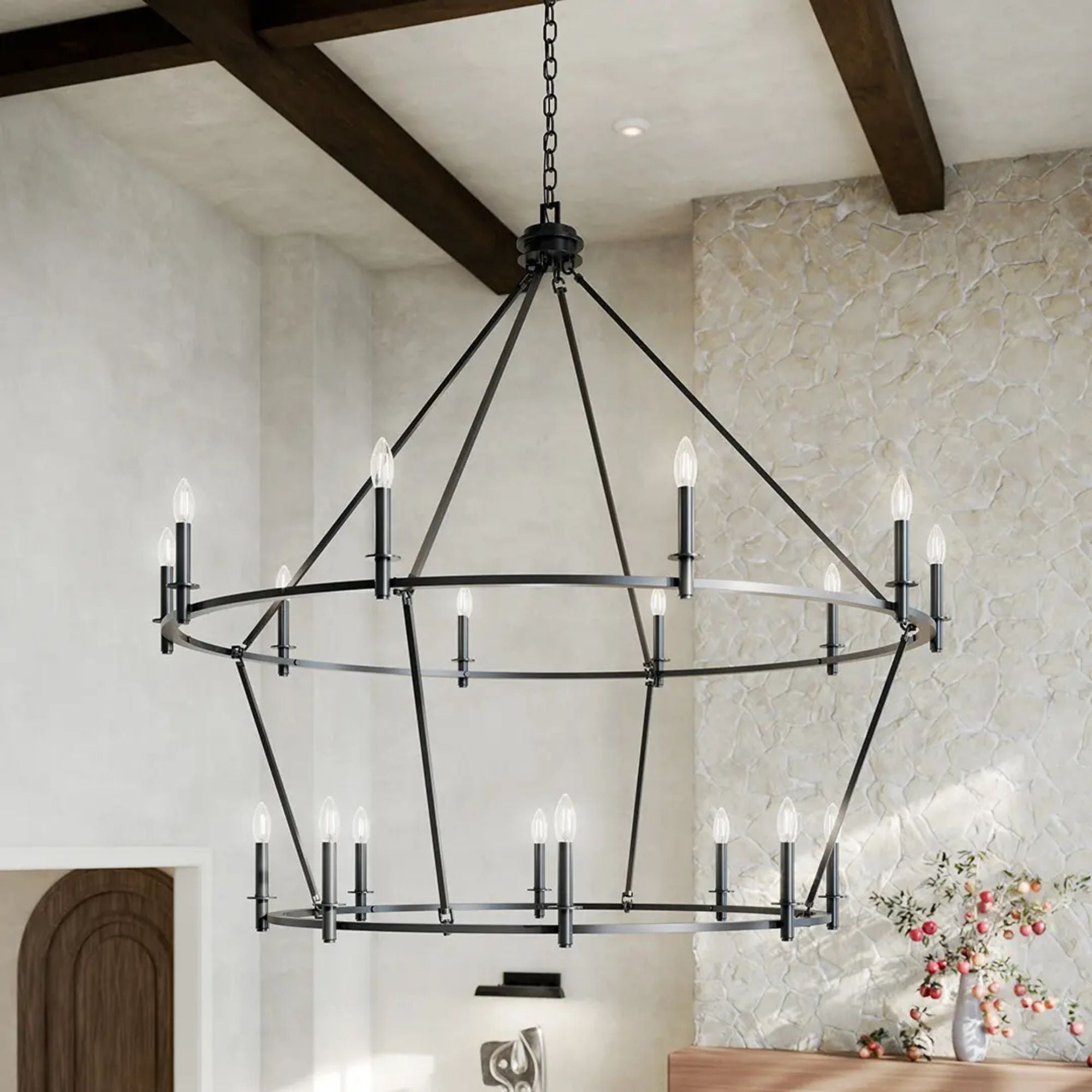Carrick 54" 18-Light Chandelier, Black Finish
