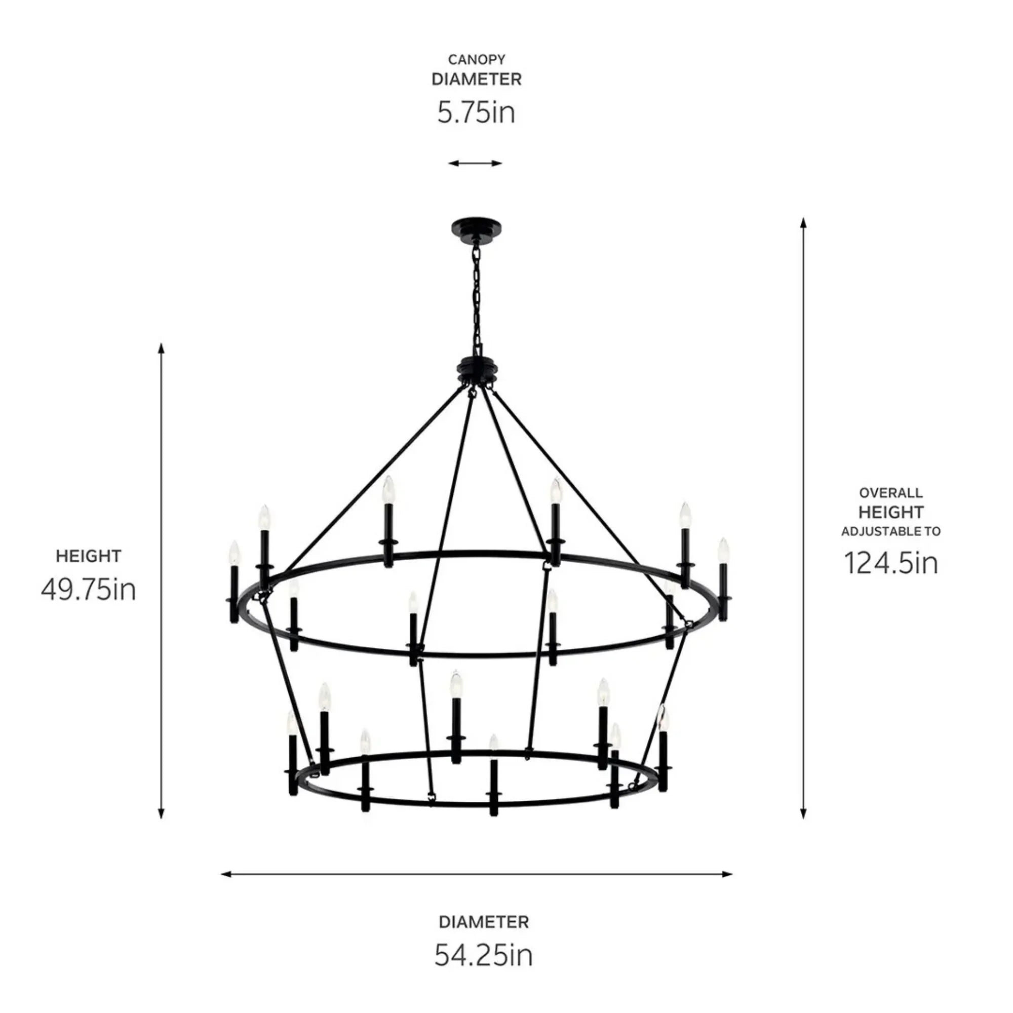 Kichler Lighting - Carrick 54" 18-Light Chandelier, Black Finish | Bees Lighting