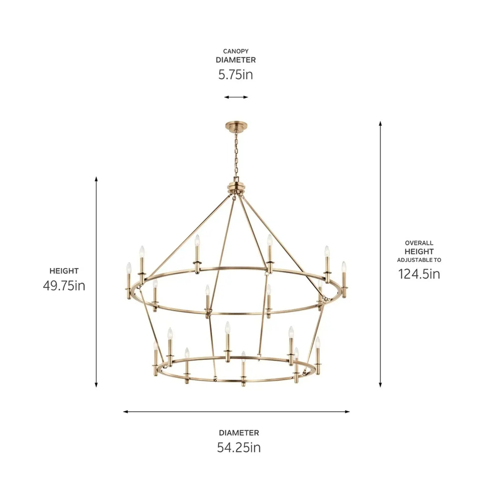 Carrick 54" 18-Light Chandelier, Champagne Bronze Finish - Bees Lighting