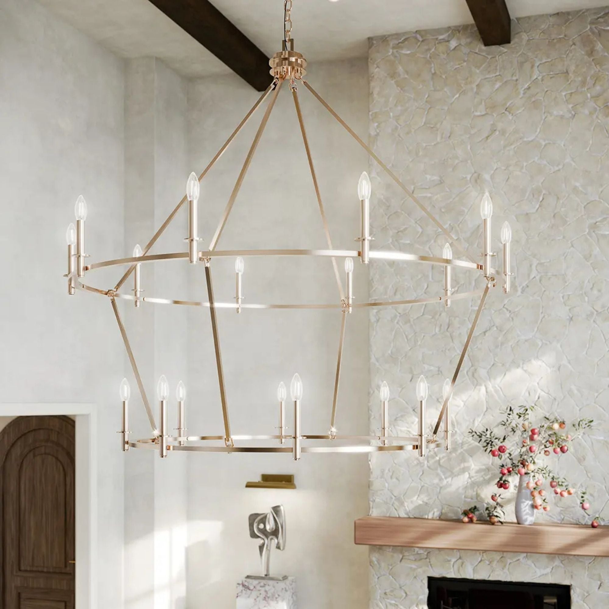 Carrick 54" 18-Light Chandelier, Polished Nickel Finish