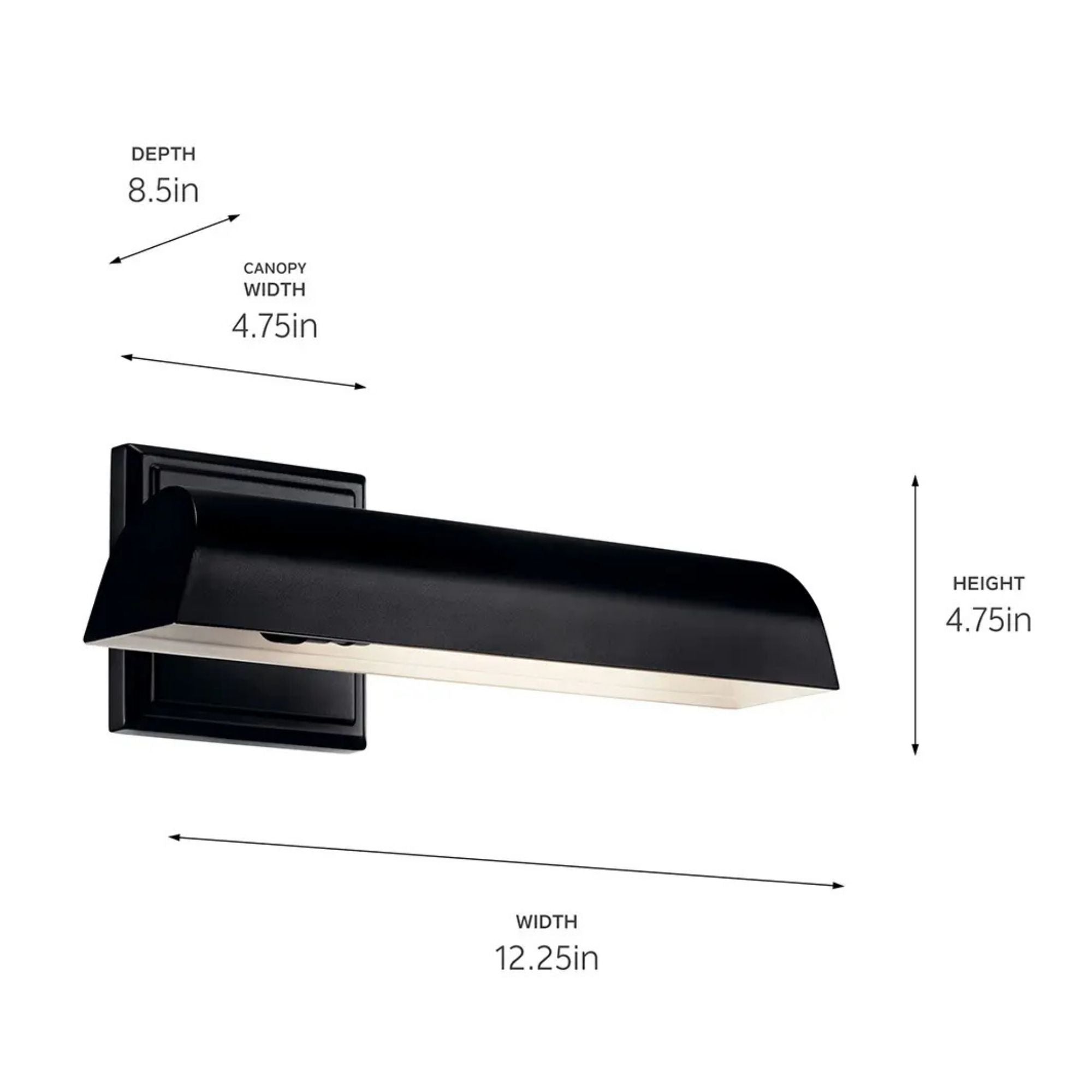 Carston 12" Picture Light, Black Finish