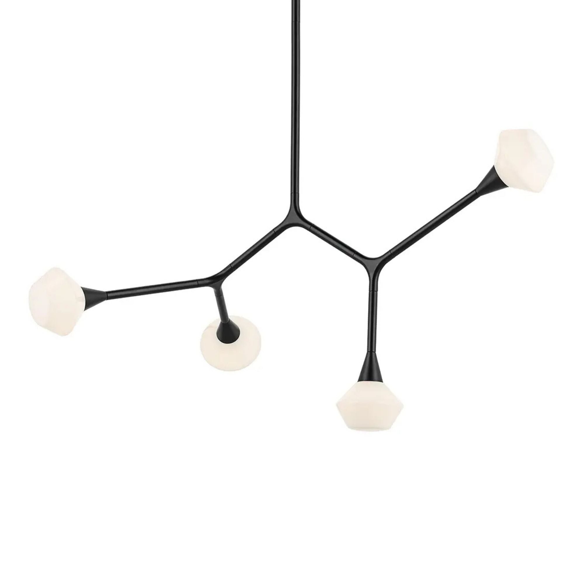 Kichler Cassius 39.5 in. 4-Light Chandelier, Black with Opal Glass Unique Shade