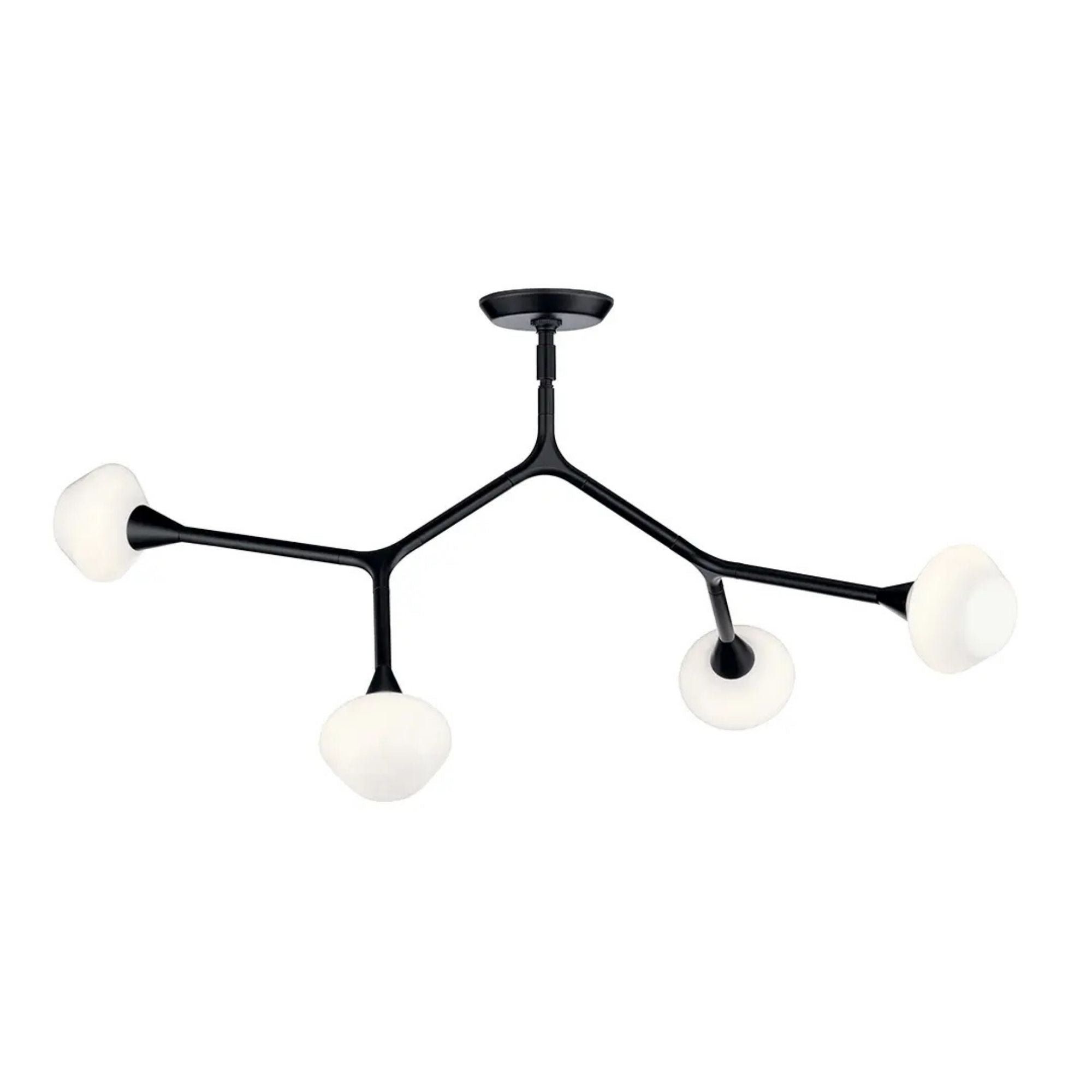 Kichler Cassius 39.5 in. 4-Light Chandelier, Black with Opal Glass Unique Shade