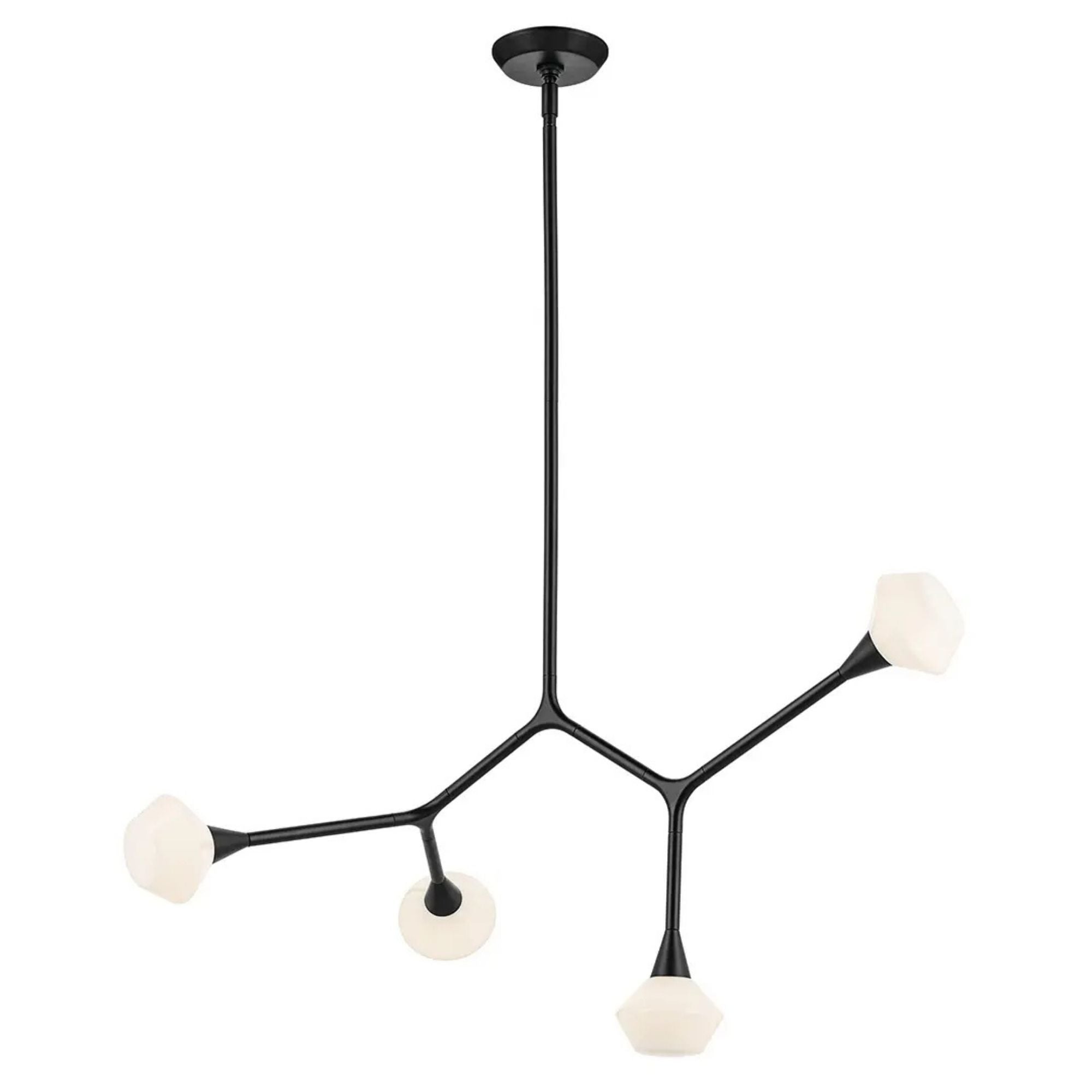 Kichler Cassius 39.5 in. 4-Light Chandelier, Black with Opal Glass Unique Shade