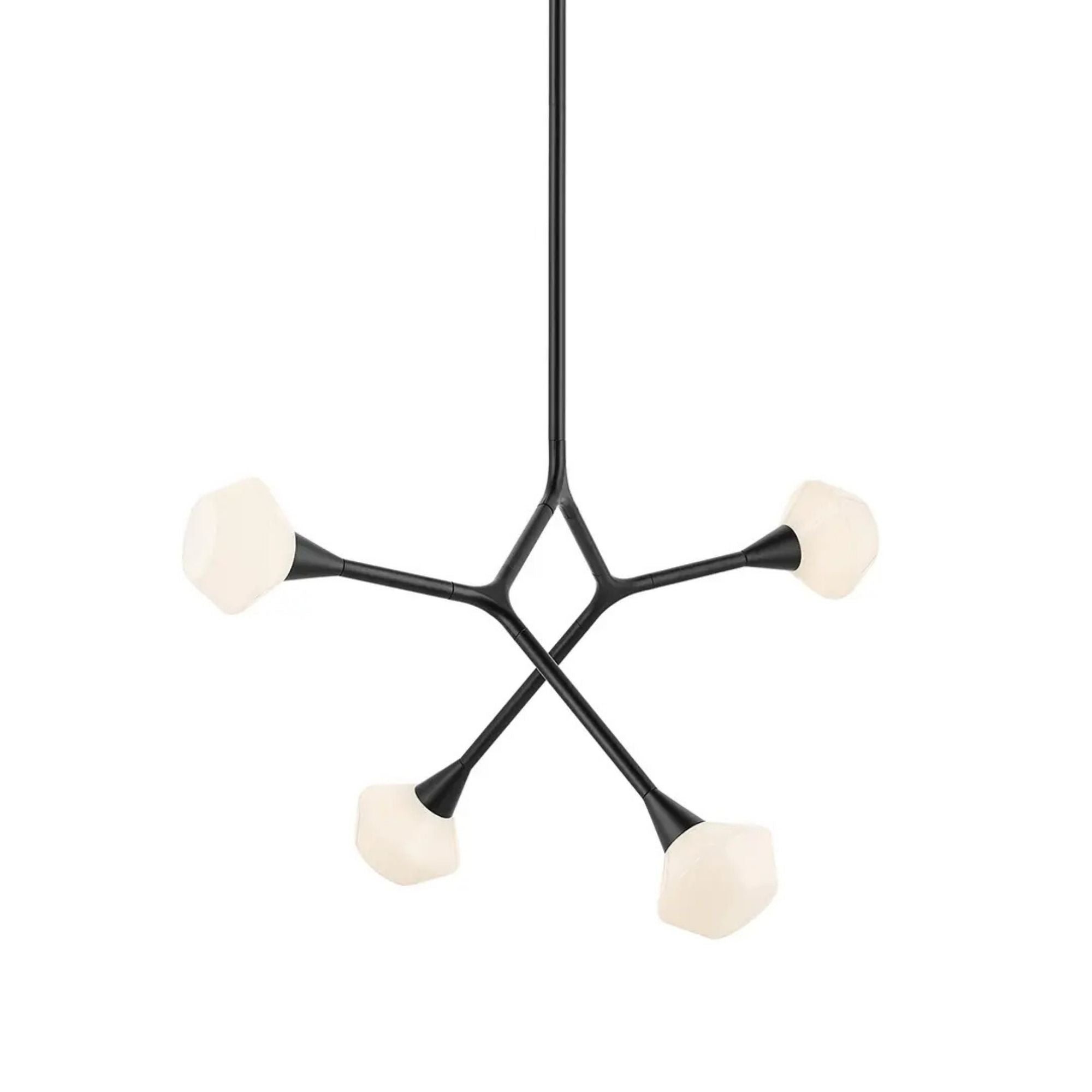 Kichler Cassius 39.5 in. 4-Light Chandelier, Black with Opal Glass Unique Shade