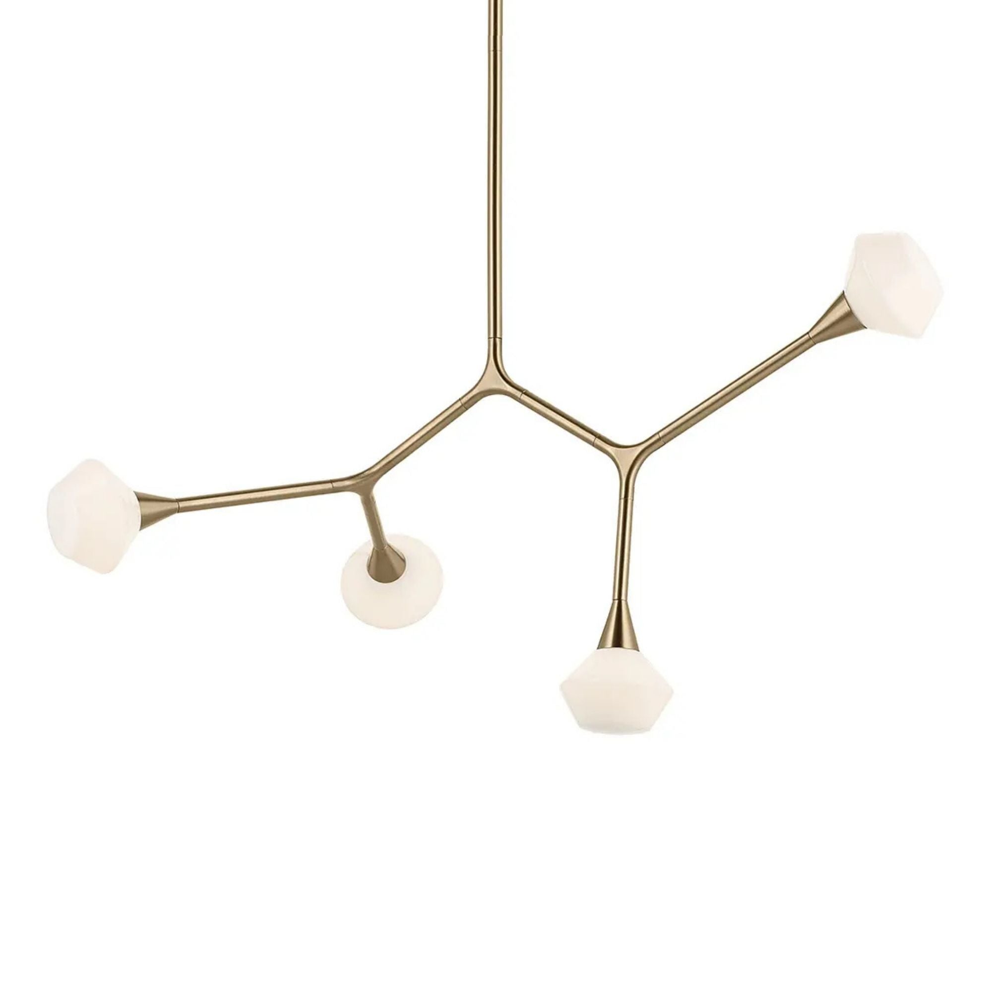 Kichler Cassius 39.5 in. 4-Light Chandelier, Champagne Bronze with Unique Opal Glass Shade