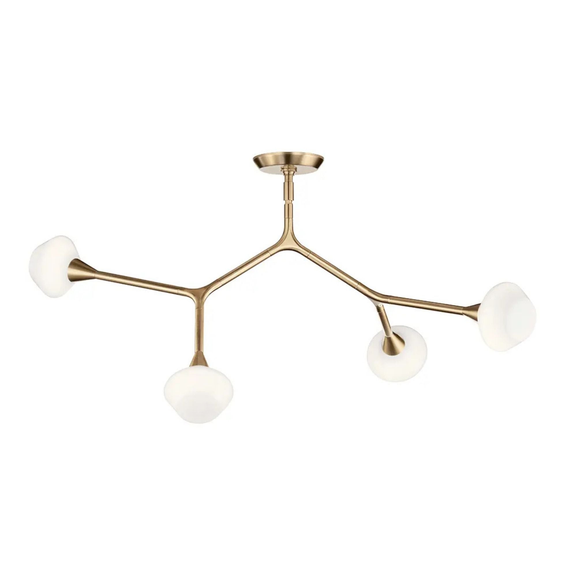 Kichler Cassius 39.5 in. 4-Light Chandelier, Champagne Bronze with Unique Opal Glass Shade