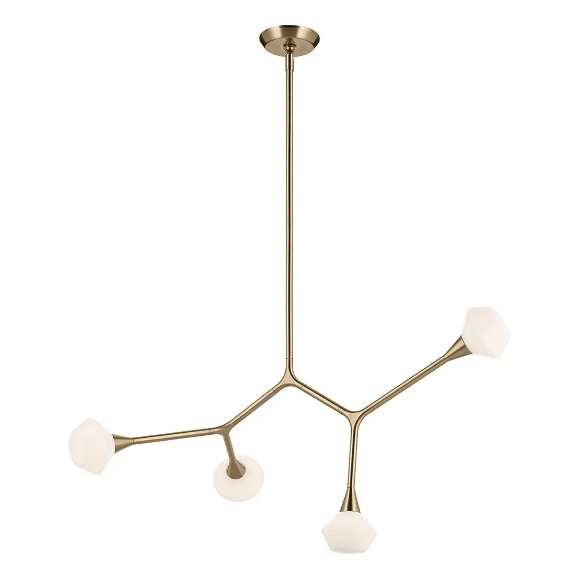 Kichler Cassius 39.5 in. 4-Light Chandelier, Champagne Bronze with Unique Opal Glass Shade