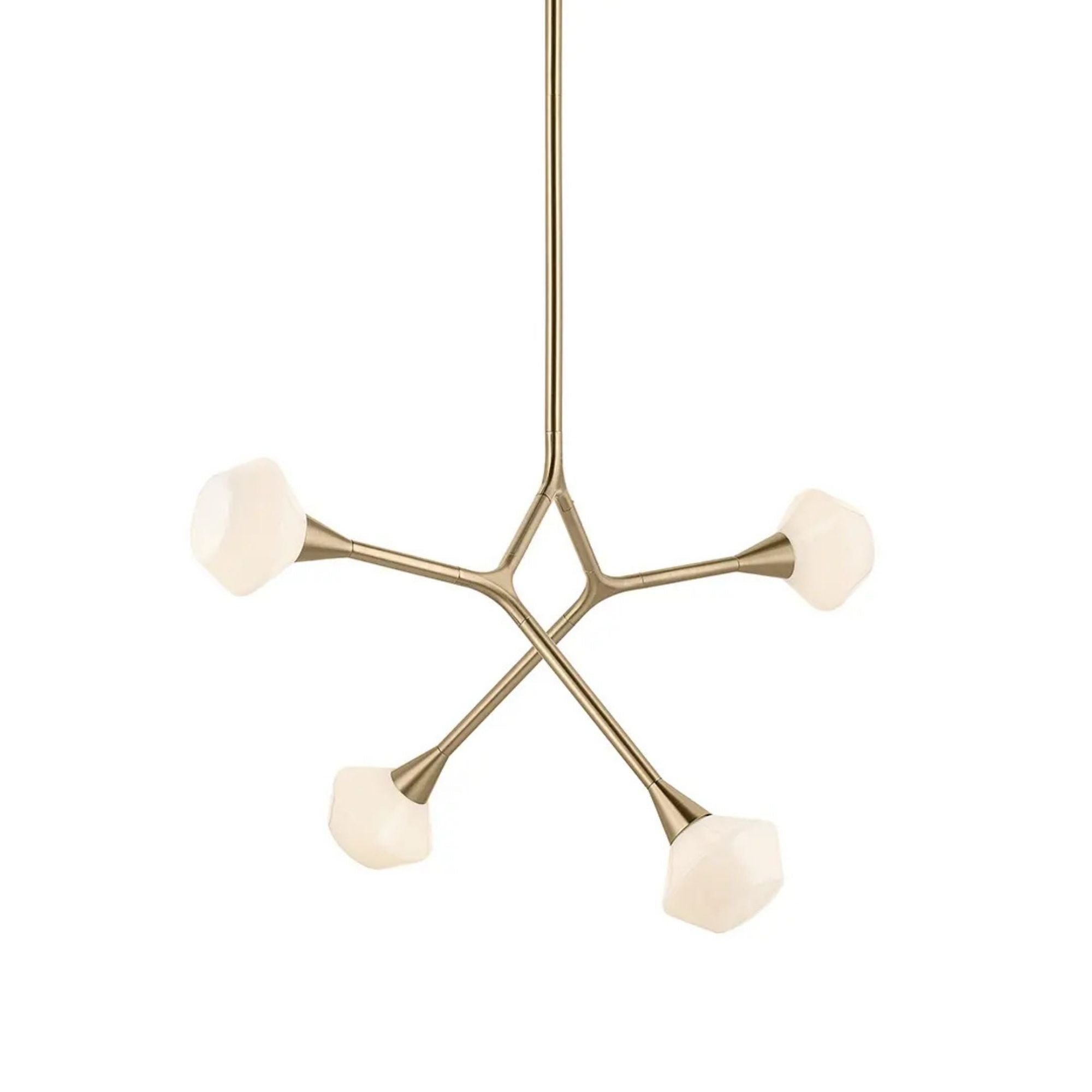 Kichler Cassius 39.5 in. 4-Light Chandelier, Champagne Bronze with Unique Opal Glass Shade
