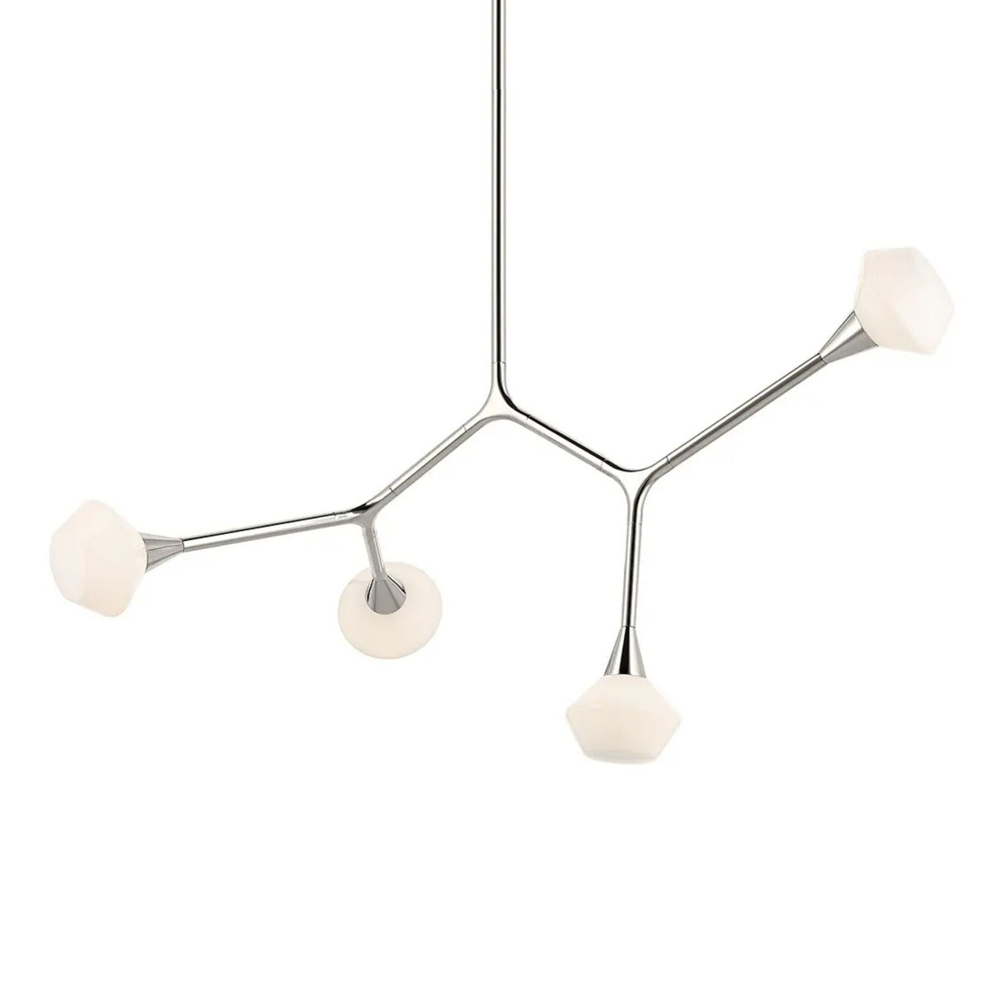 Kichler Cassius 39.5 in. 4-Light Chandelier, Polished Nickel with Opal Glass Unique Shade