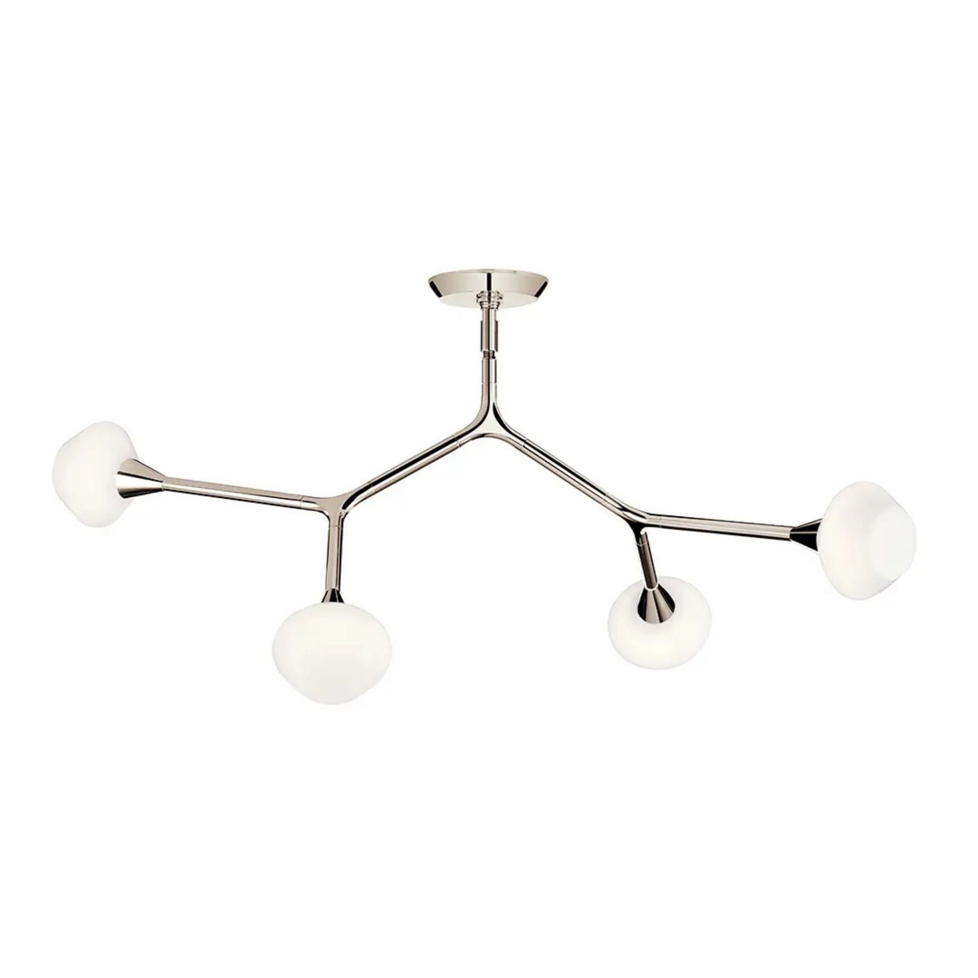 Kichler Cassius 39.5 in. 4-Light Chandelier, Polished Nickel with Opal Glass Unique Shade
