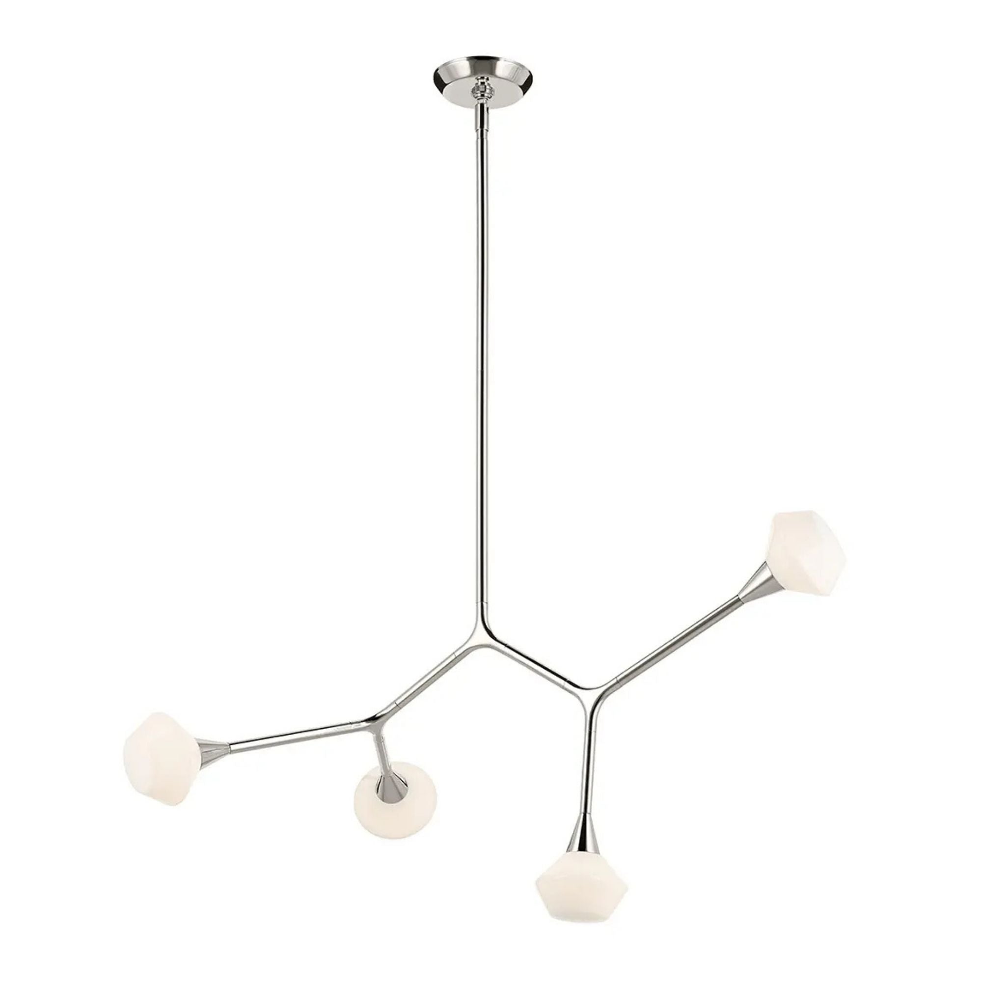 Kichler Cassius 39.5 in. 4-Light Chandelier, Polished Nickel with Opal Glass Unique Shade