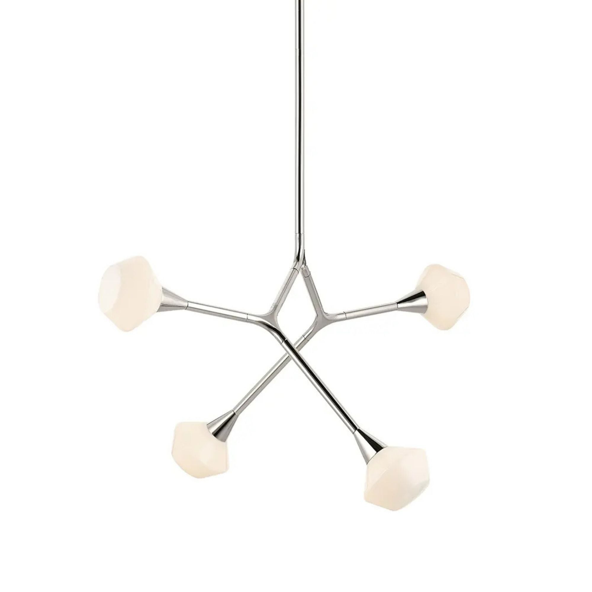Kichler Cassius 39.5 in. 4-Light Chandelier, Polished Nickel with Opal Glass Unique Shade