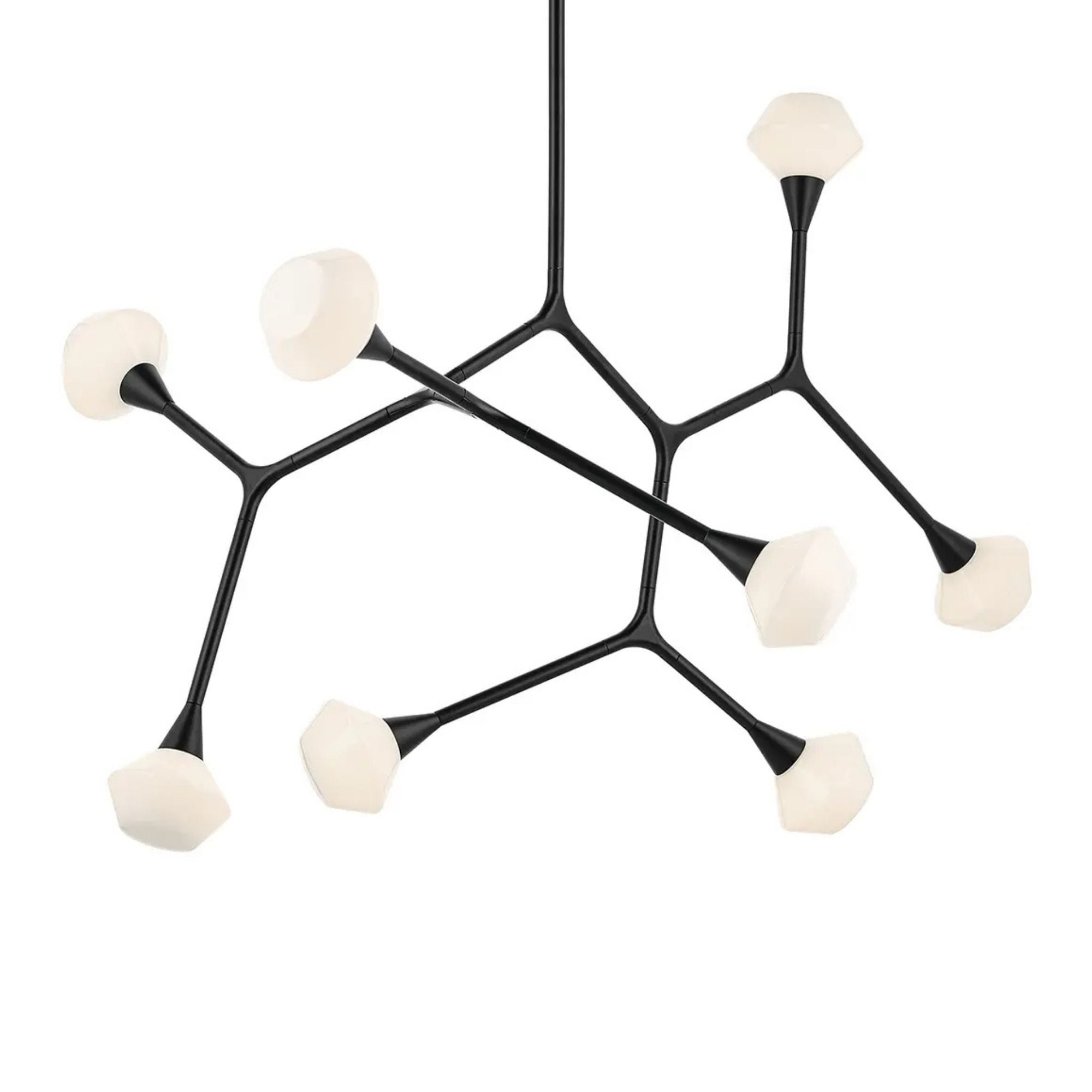 Kichler Cassius 31.25 in. 8-Light Chandelier, Black with Opal Glass Unique Shade