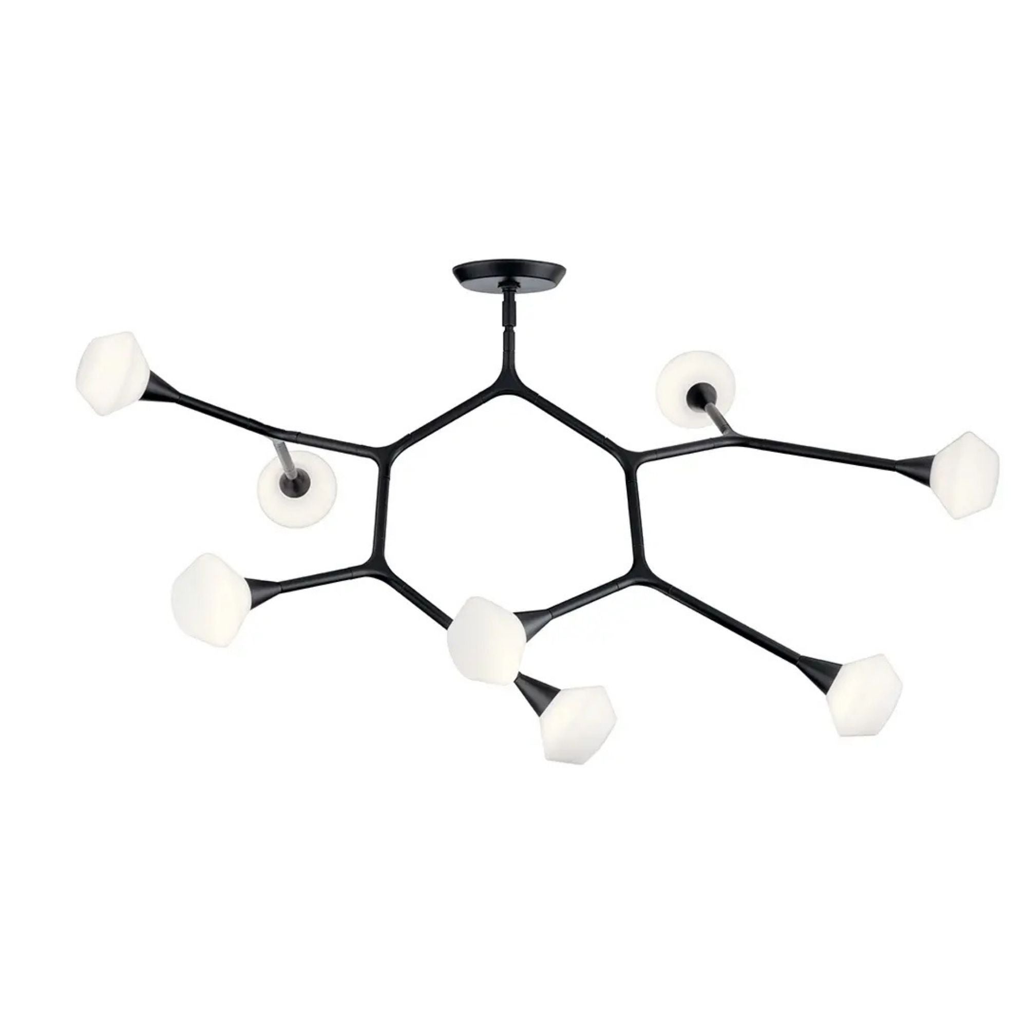Kichler Cassius 31.25 in. 8-Light Chandelier, Black with Opal Glass Unique Shade