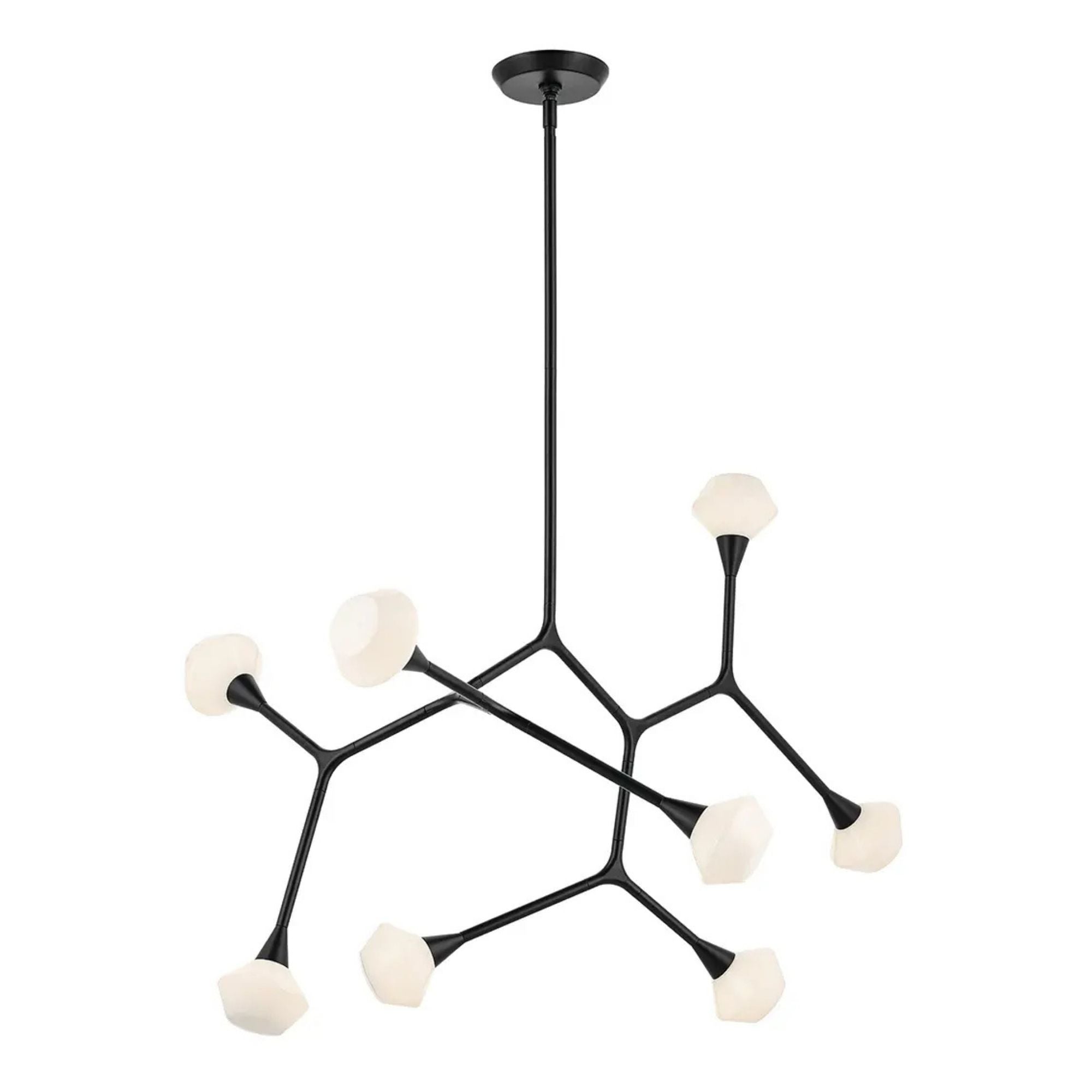 Kichler Cassius 31.25 in. 8-Light Chandelier, Black with Opal Glass Unique Shade