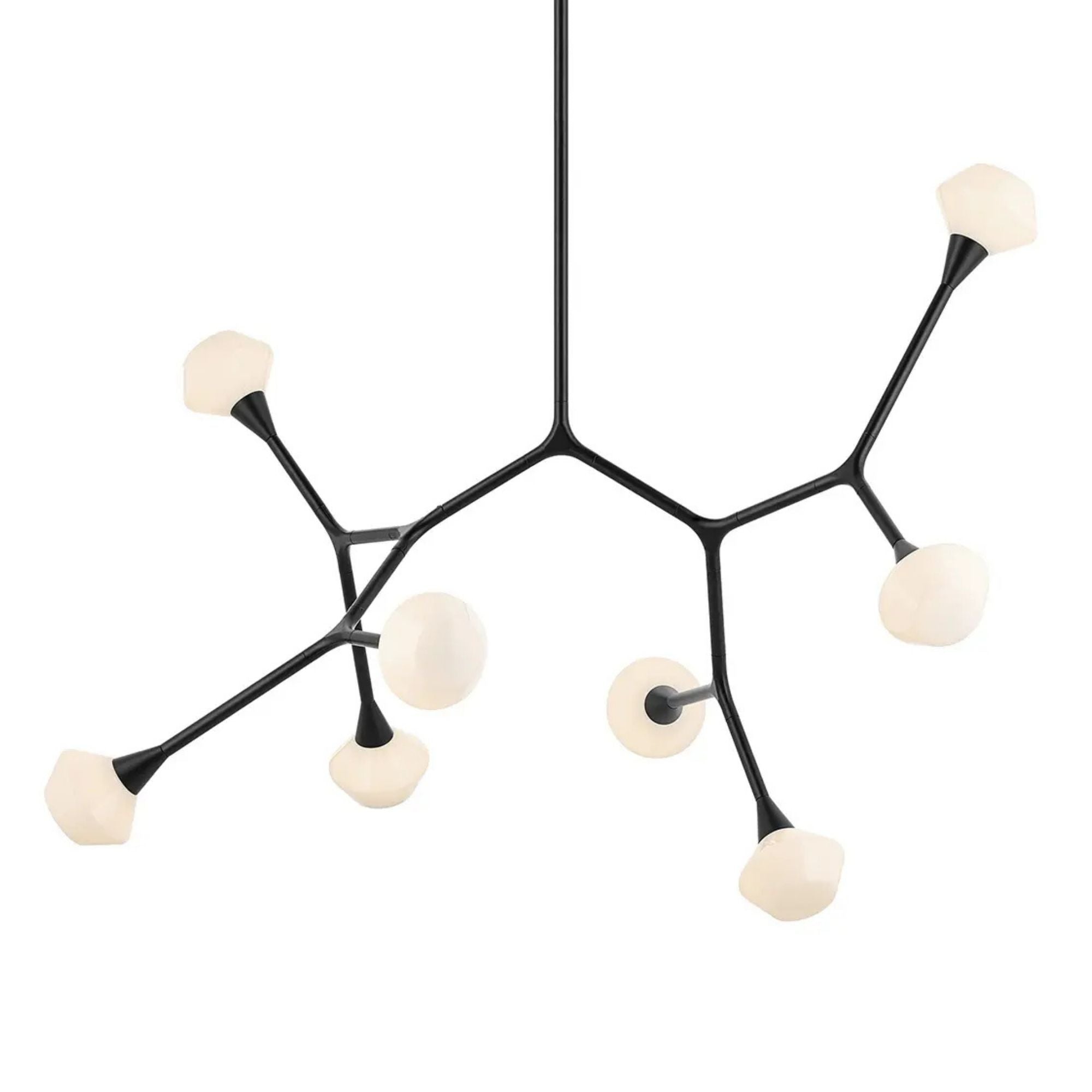 Kichler Cassius 31.25 in. 8-Light Chandelier, Black with Opal Glass Unique Shade