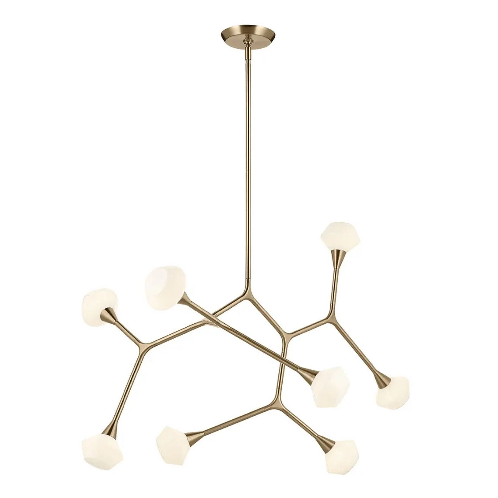 Kichler Cassius 31.25 in. 8-Light Chandelier, Champagne Bronze with Opal Glass Unique Shade
