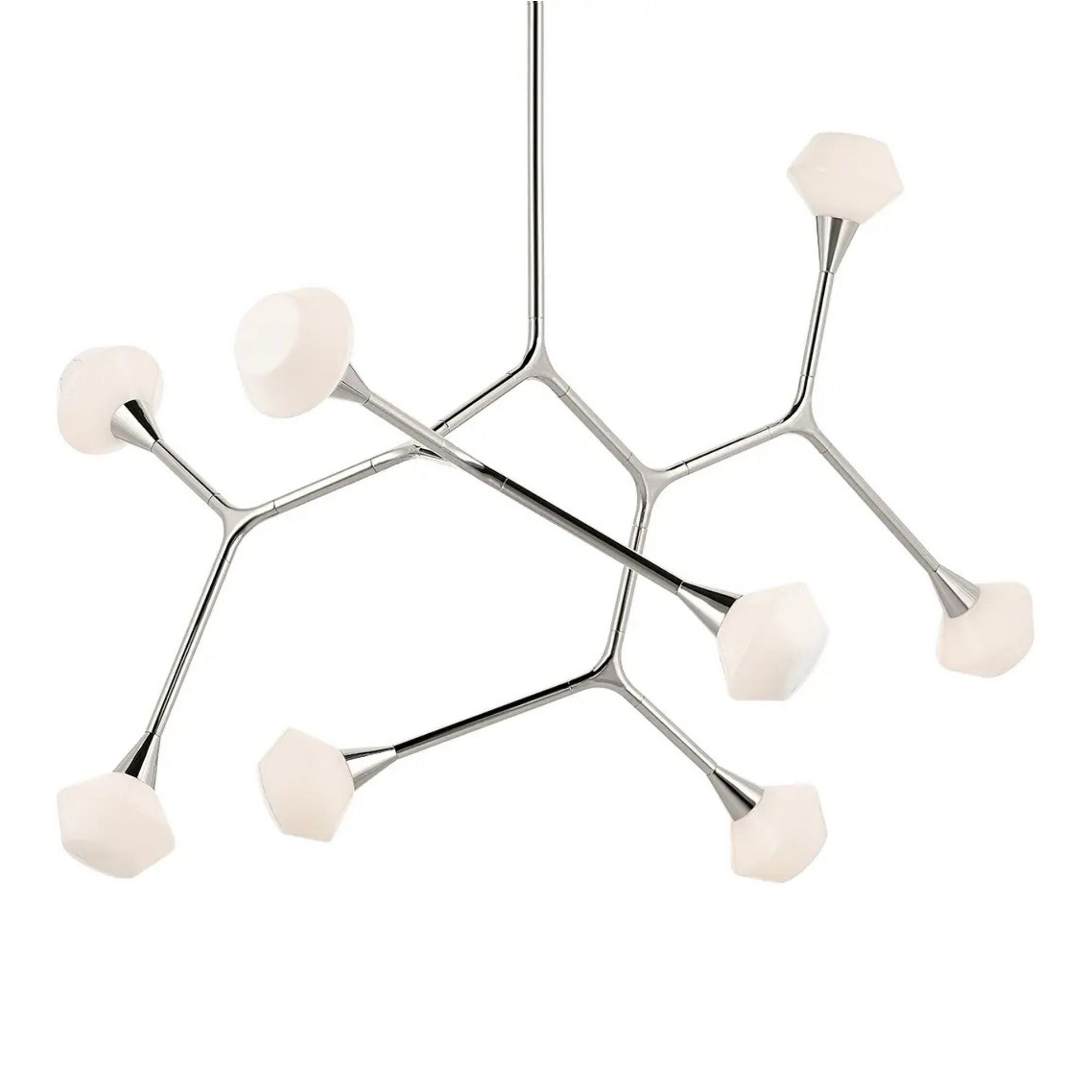 Kichler Cassius 31.25 in. 8-Light Chandelier, Polished Nickel with Opal Glass Unique Shade
