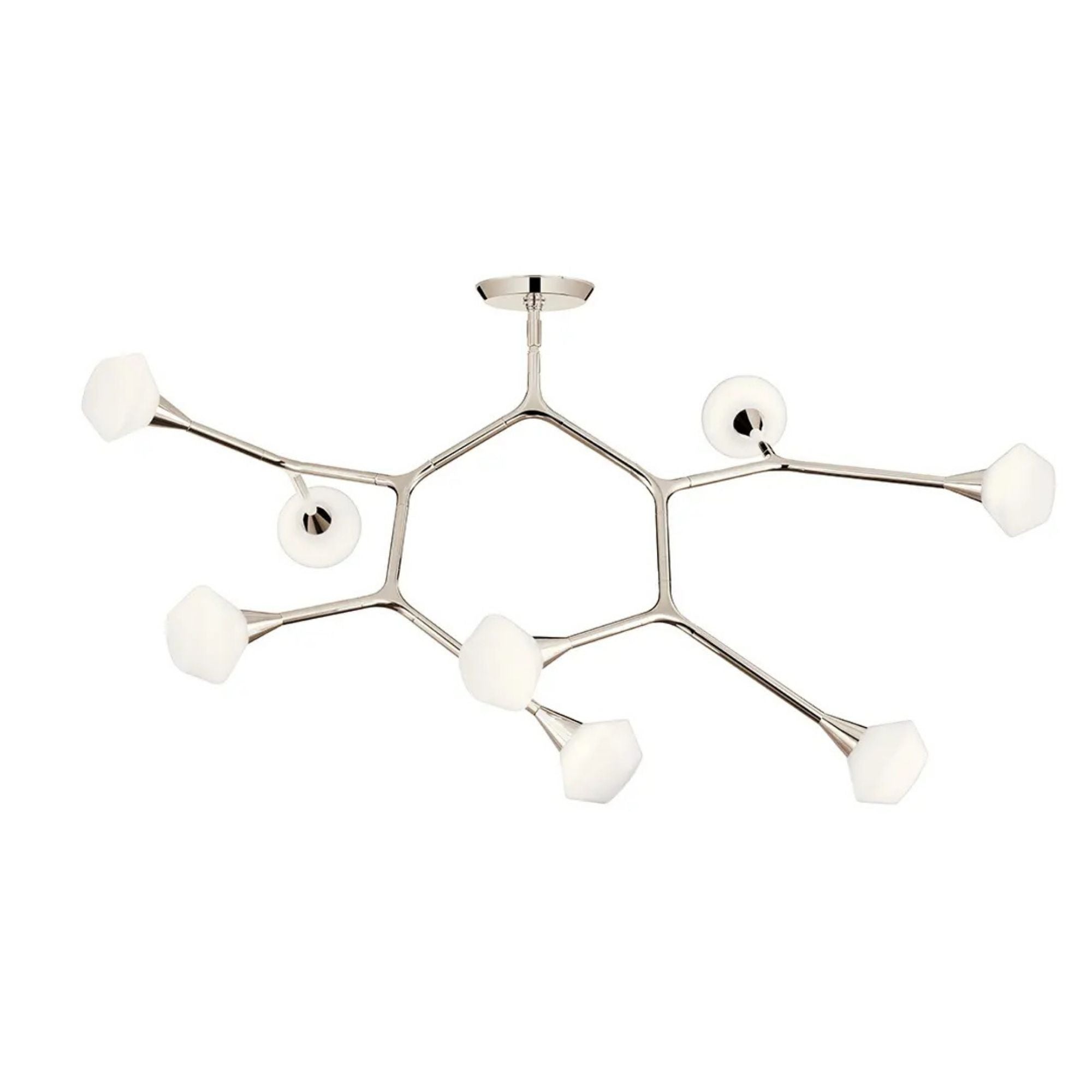 Kichler Cassius 31.25 in. 8-Light Chandelier, Polished Nickel with Opal Glass Unique Shade