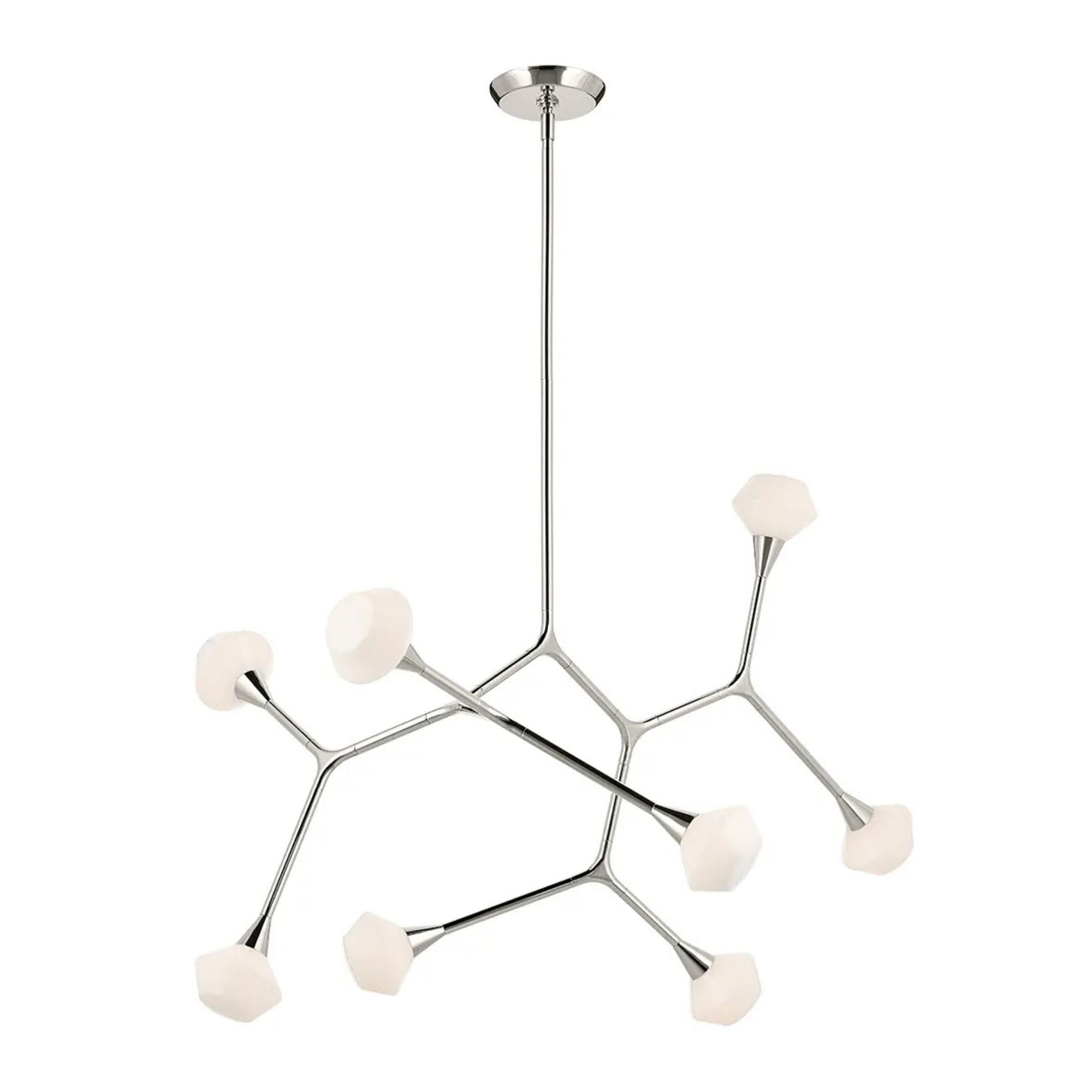 Kichler Cassius 31.25 in. 8-Light Chandelier, Polished Nickel with Opal Glass Unique Shade