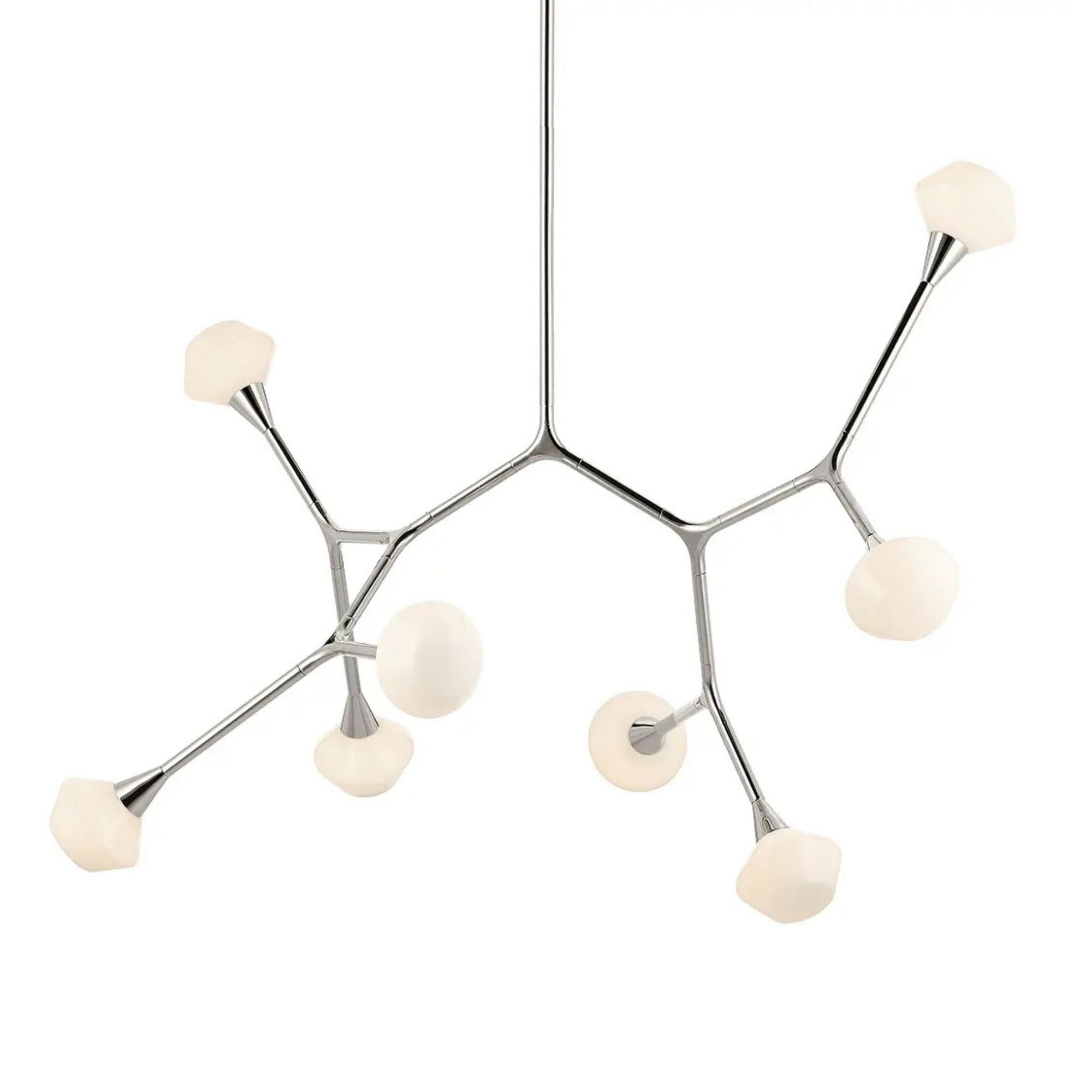 Kichler Cassius 31.25 in. 8-Light Chandelier, Polished Nickel with Opal Glass Unique Shade