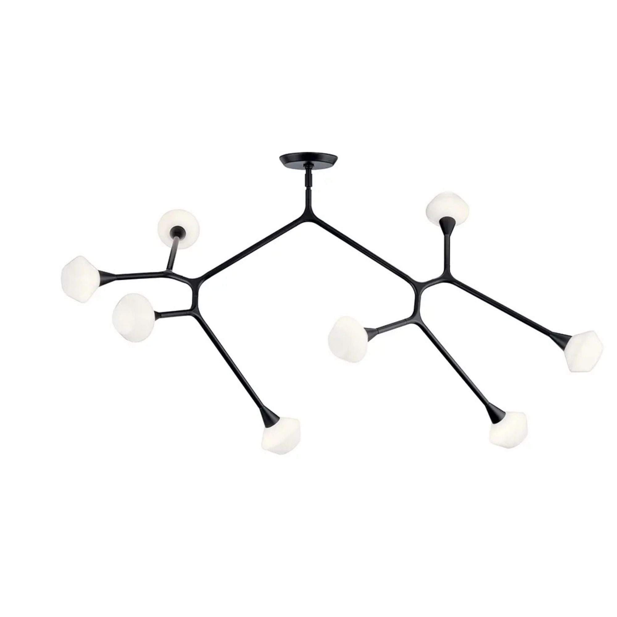 Kichler Cassius 32 in. 8-Light Chandelier, Black with Opal Glass