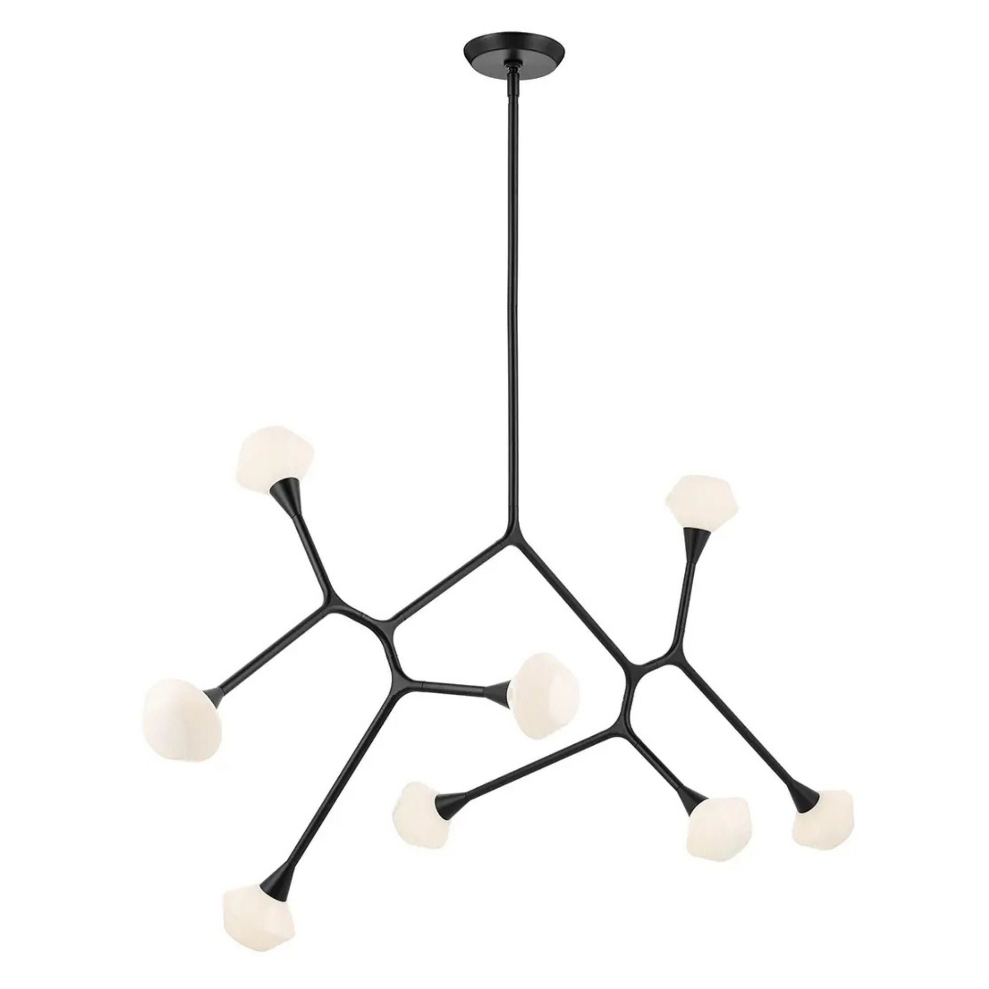 Kichler Cassius 32 in. 8-Light Chandelier, Black with Opal Glass