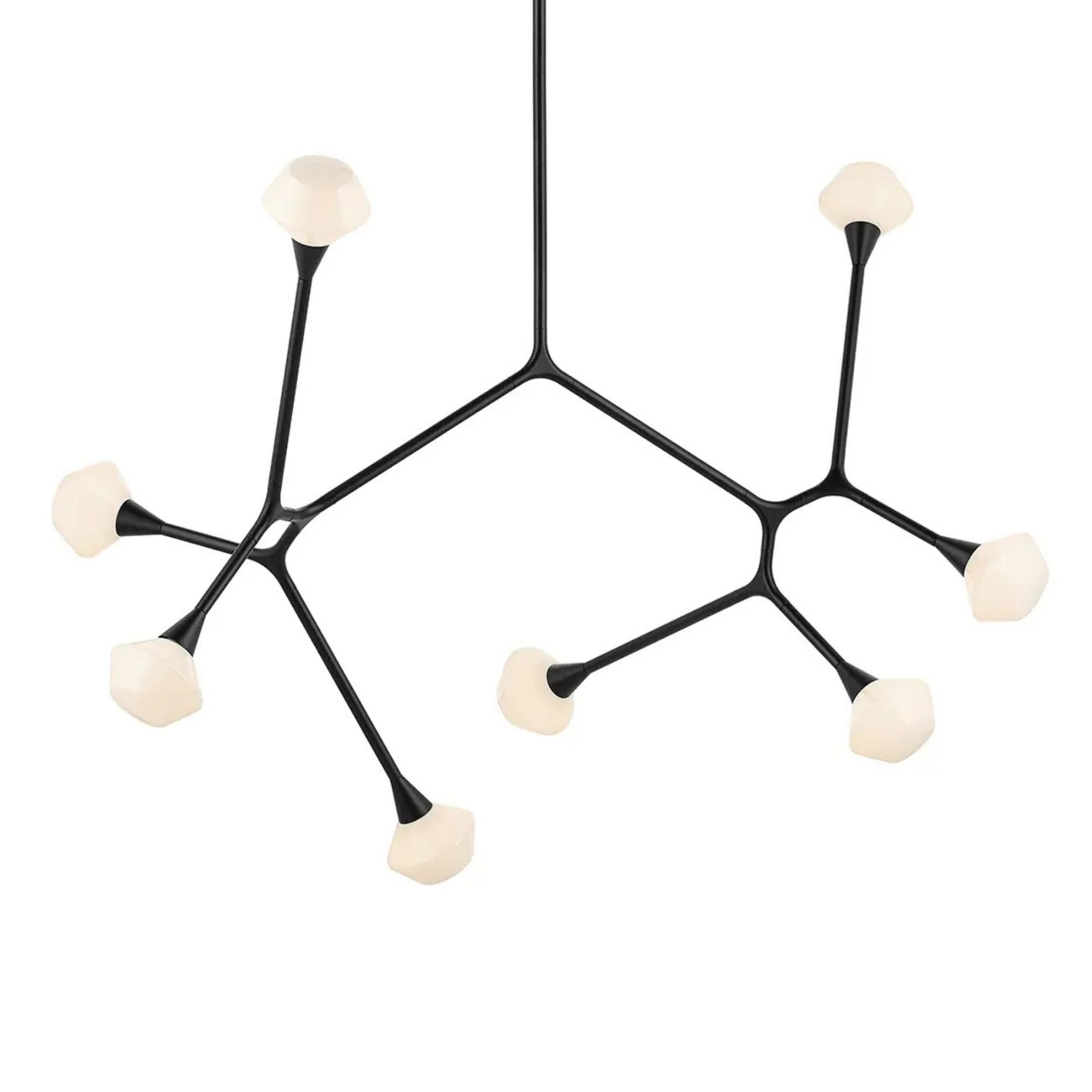 Kichler Cassius 32 in. 8-Light Chandelier, Black with Opal Glass