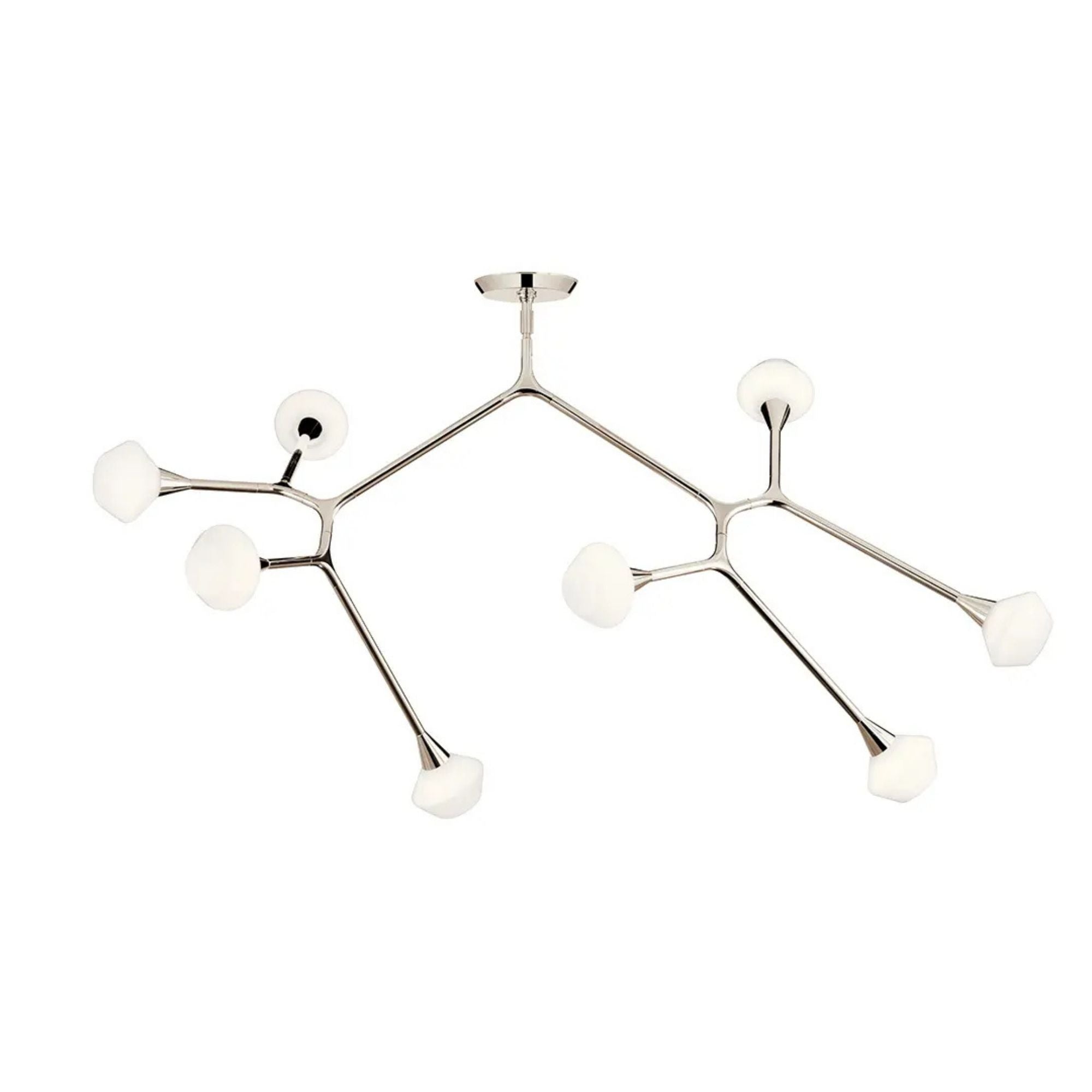 Kichler Cassius 32 in. 8-Light Chandelier, Polished Nickel with Opal Glass