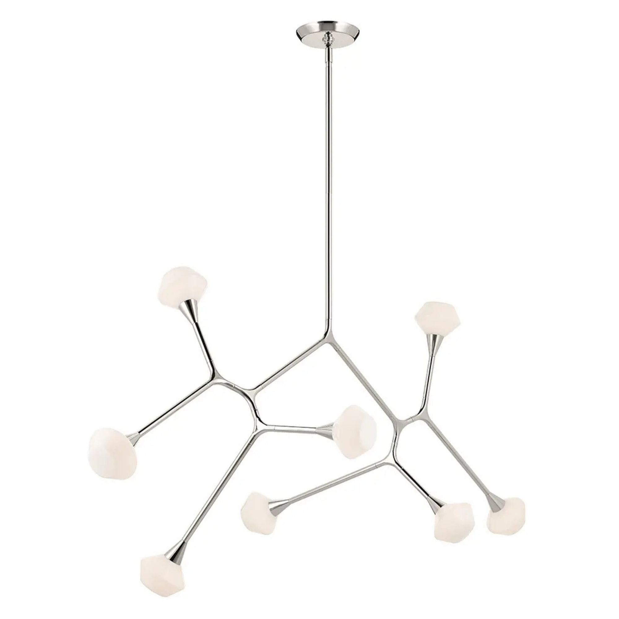 Kichler Cassius 32 in. 8-Light Chandelier, Polished Nickel with Opal Glass