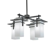 Kichler Caterham 21 in. 4-Light Outdoor Hanging Light, Olde Bronze with Satin Etched Cased Opal Glass